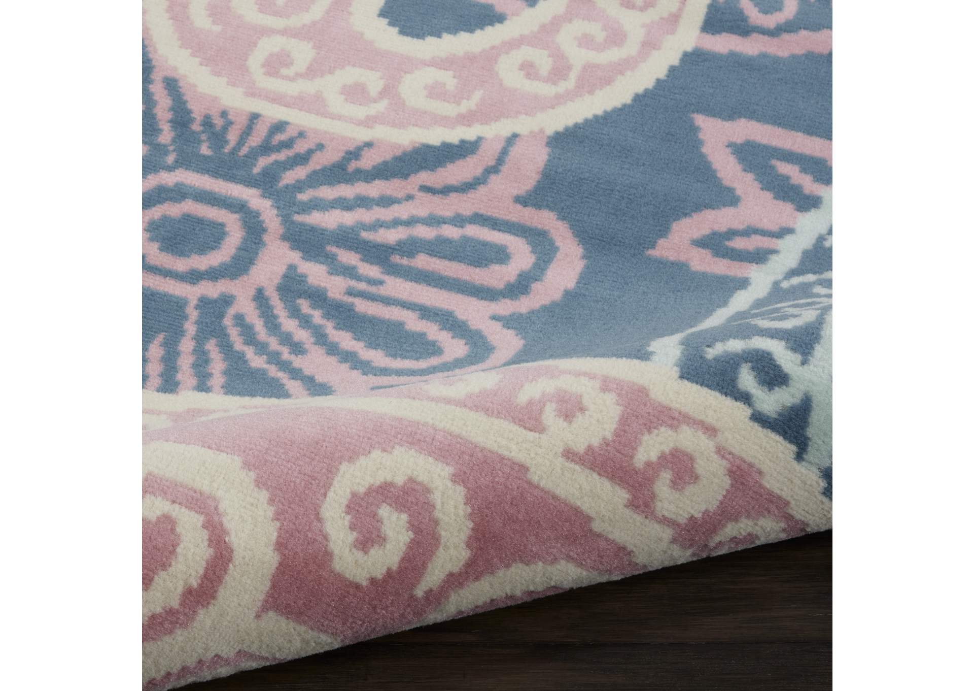 Nourison Jubilant JUB13 Pink and Blue 8'x10' Large Low-pile Rug,Nourison