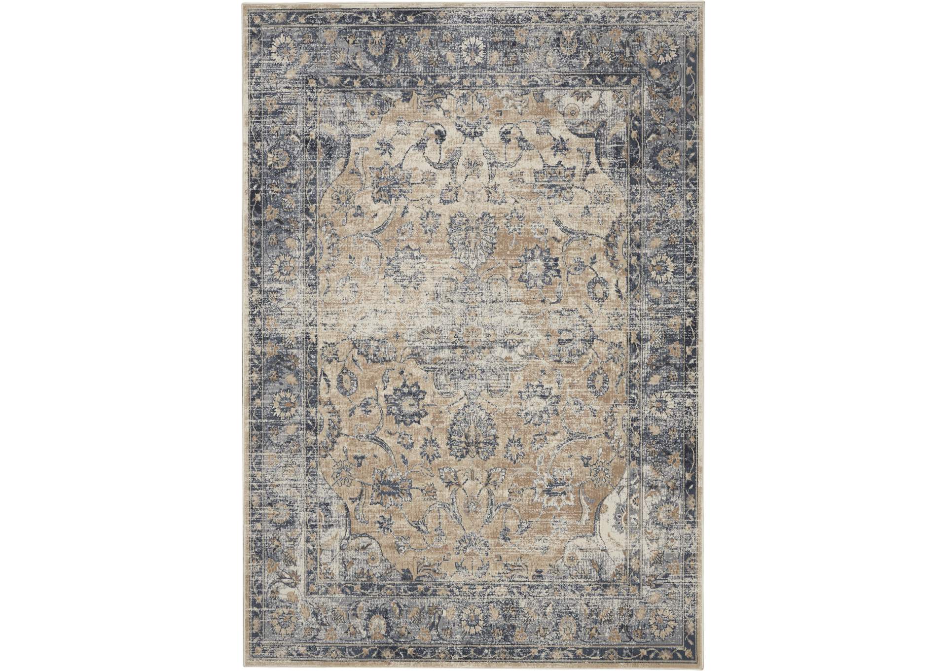 Malta by kathy ireland Home MAI13 Blue/Ivory 5'x8' Area Rug,Nourison