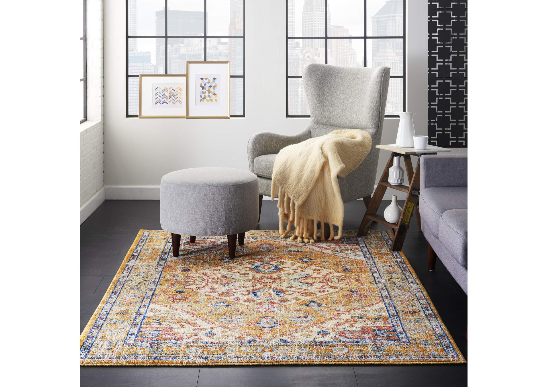 Nourison Passion 4' x 6' Ivory and Yellow Area Rug,Nourison