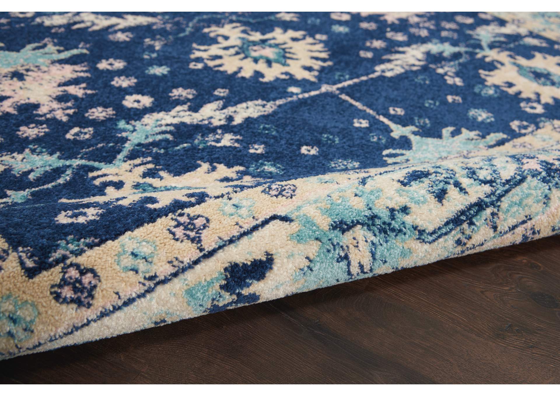Nourison Tranquil TRA10 Navy Blue 4'x6' Bordered Oriental Area Rug,Nourison