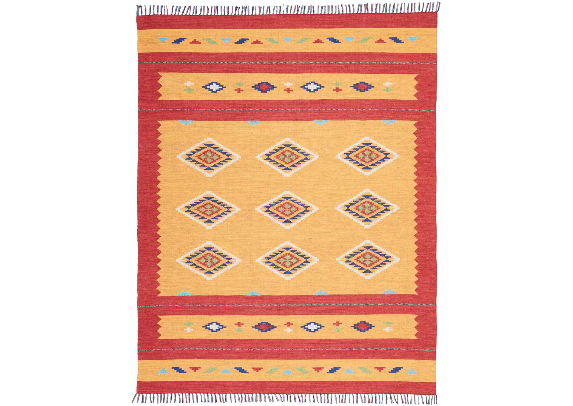 Nourison Baja BAJ02 Orange 8'x10' Large Flat Weave Rug,Nourison
