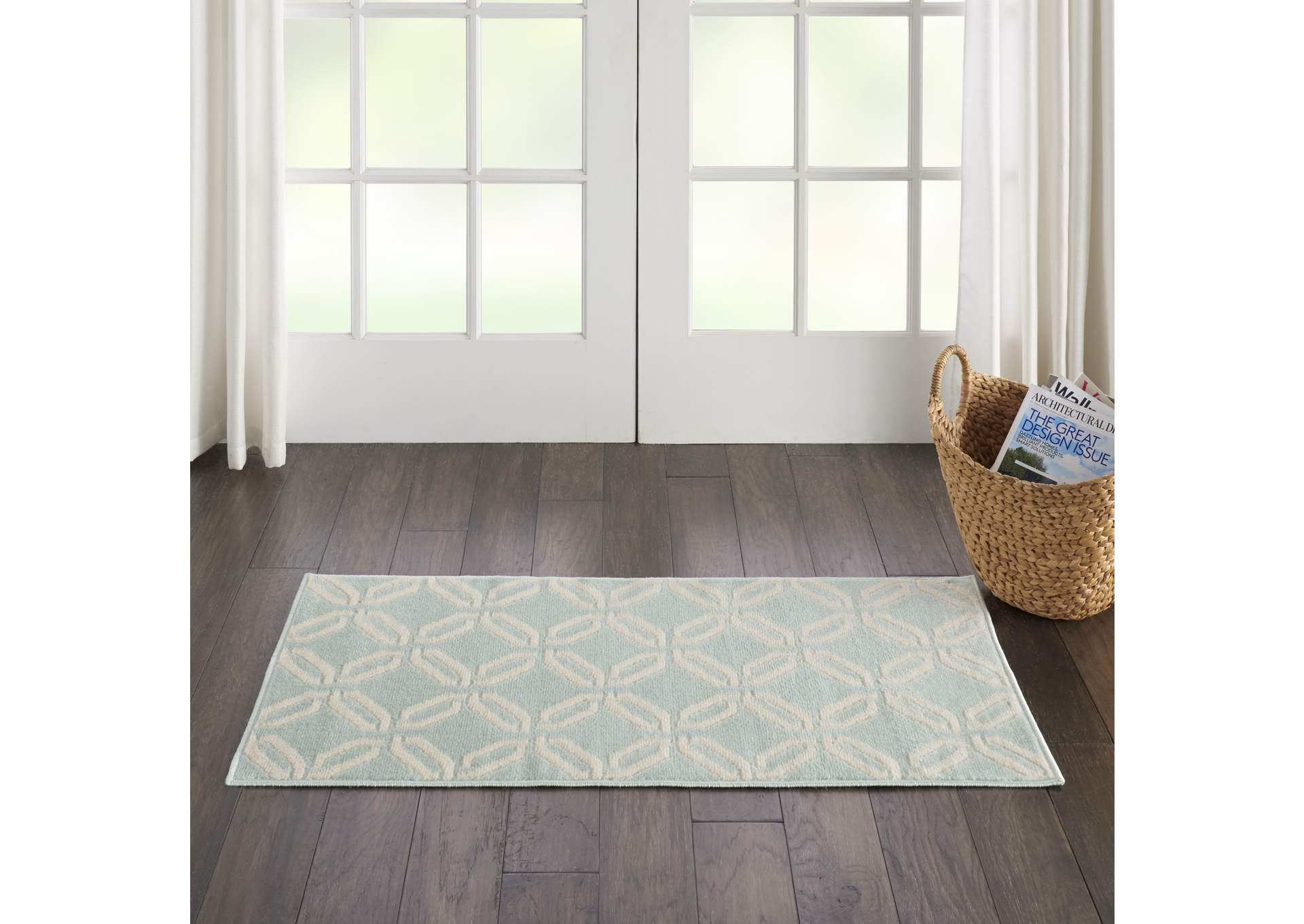 Nourison Jubilant 2' x 4' Small Aqua Trellis Area Rug,Nourison