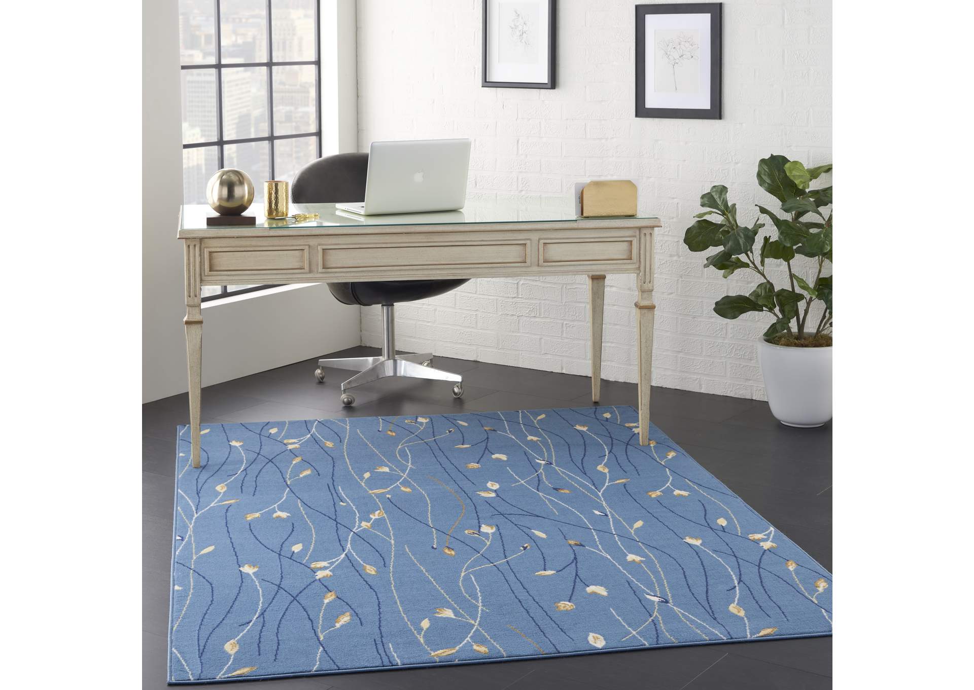 Nourison Grafix GRF15 Blue 5'x7' Area Rug,Nourison