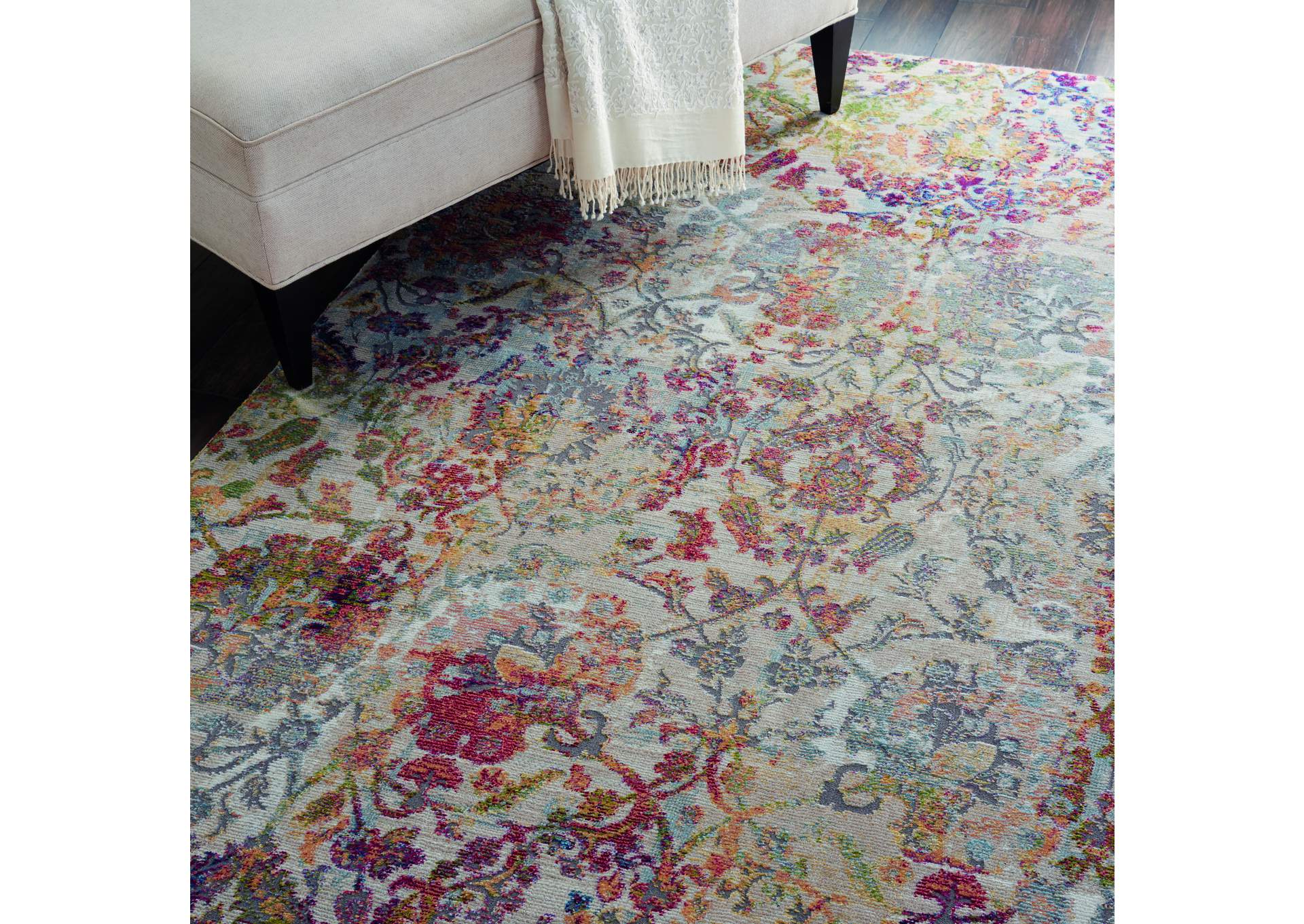 Nourison Ankara Global ANR06 White and Orange 4'x6' French Country Area Rug,Nourison