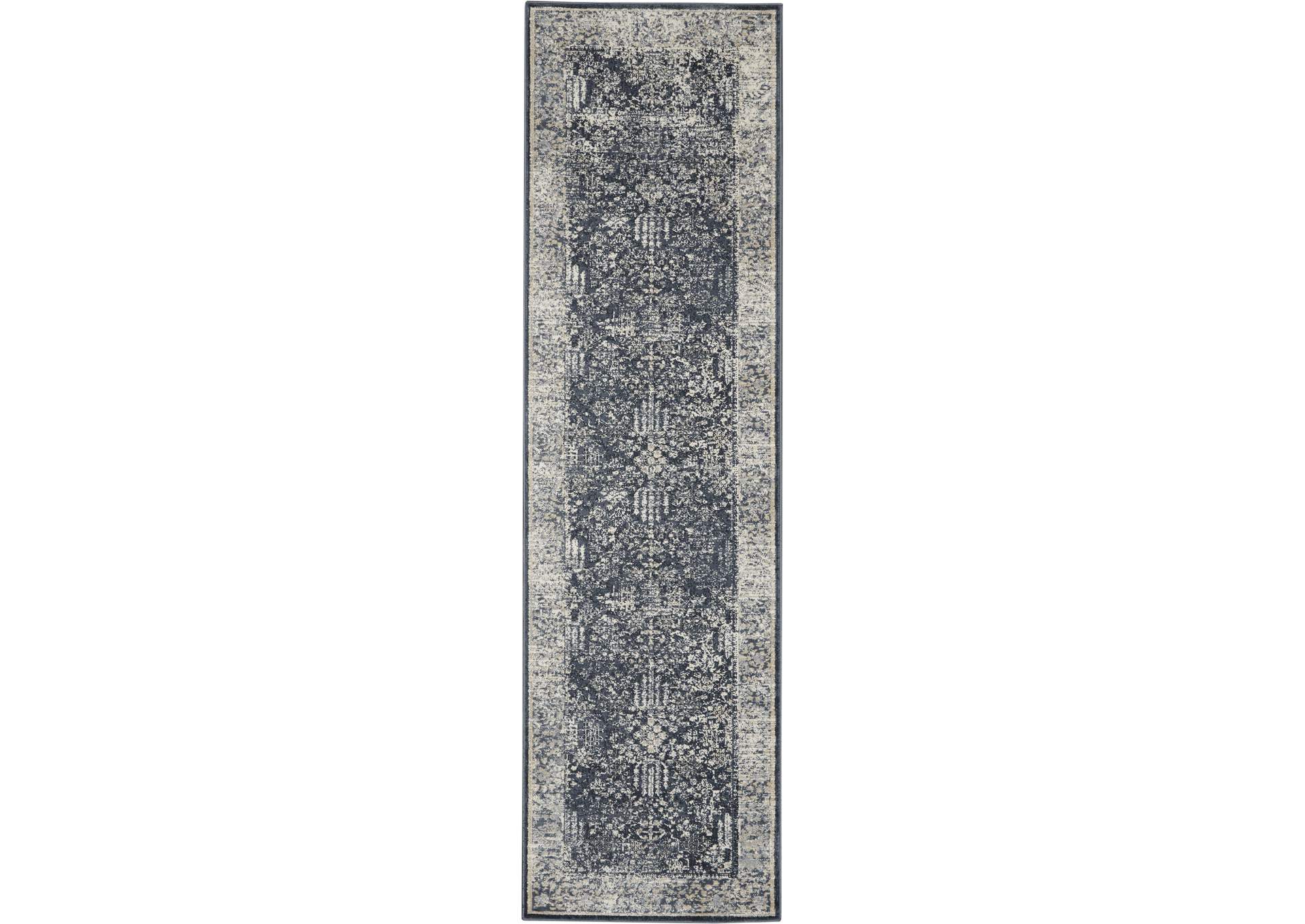 Malta by kathy ireland Home MAI12 Navy/Ivory 8' Runner Area Rug,Nourison