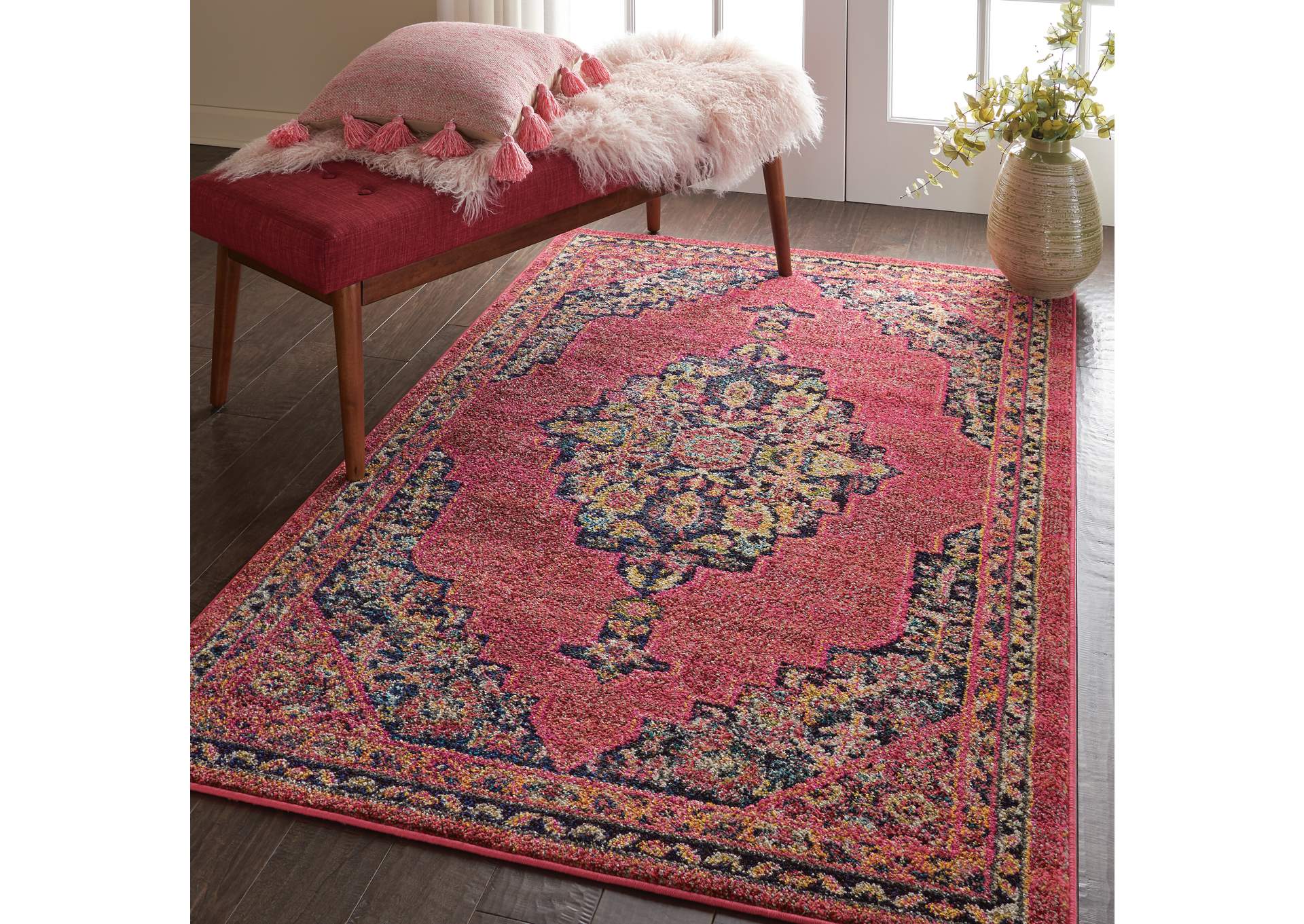 Nourison Passionate PST01 Pink Multicolor 4'x6' Boho Area Rug,Nourison