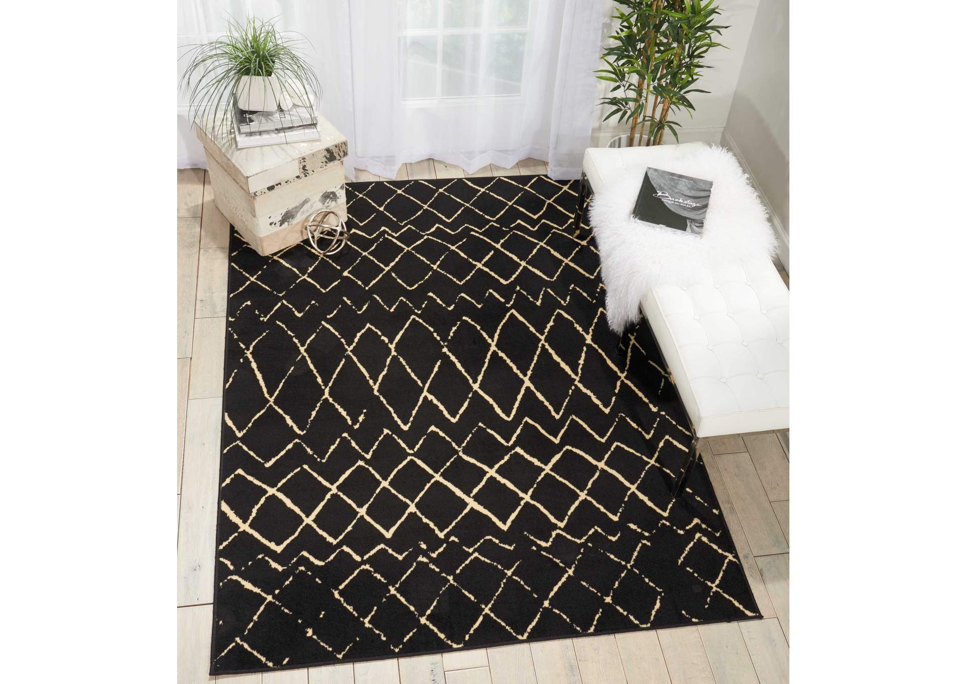 Nourison Grafix GRF04 Black 5'x7' Area Rug,Nourison