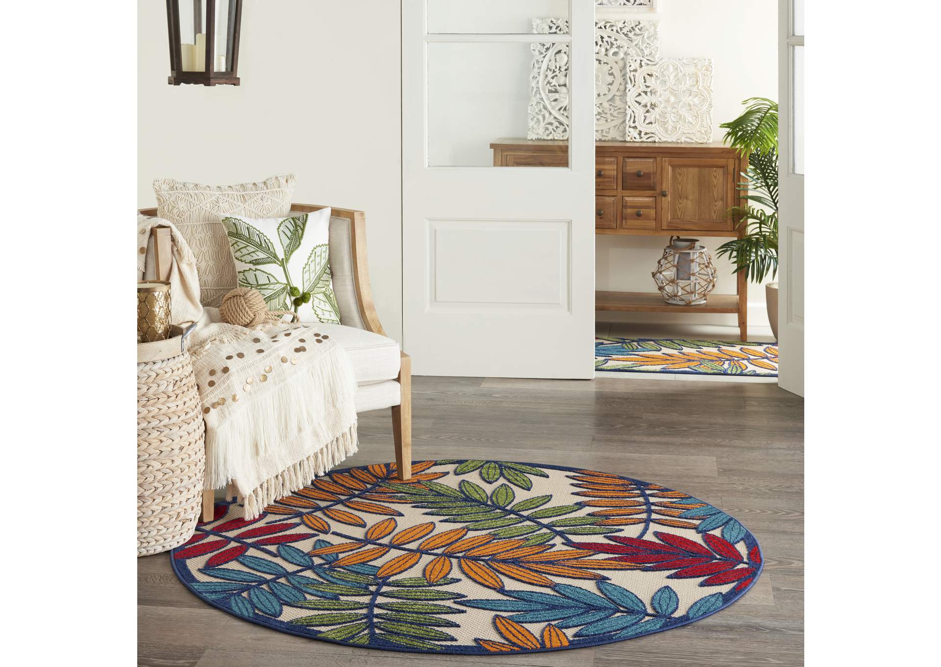 Nourison Aloha ALH18 Multicolor 4'xRound Indoor-outdoor Rug,Nourison