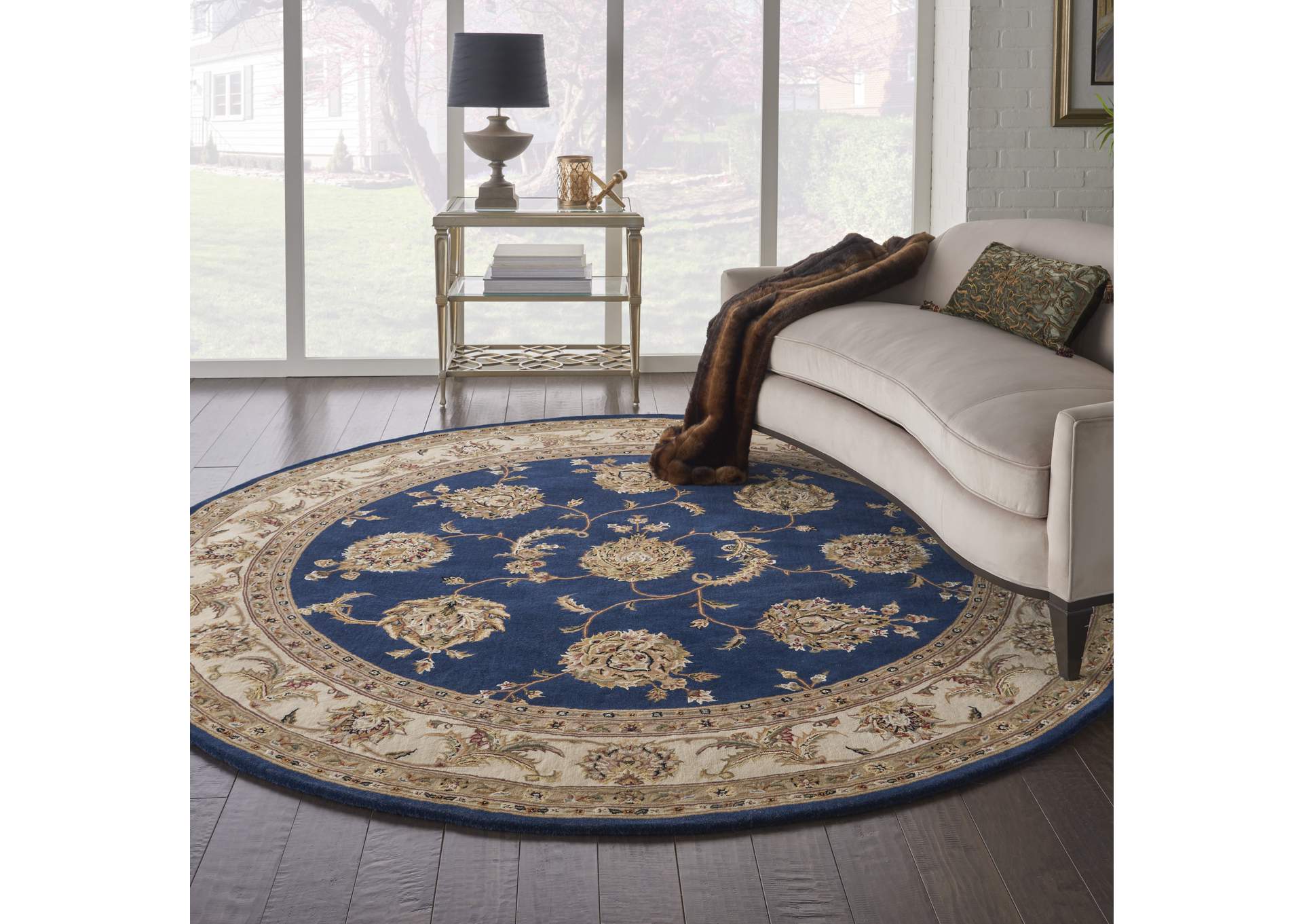 Nourison 2000 8' Round Navy Area Rug,Nourison