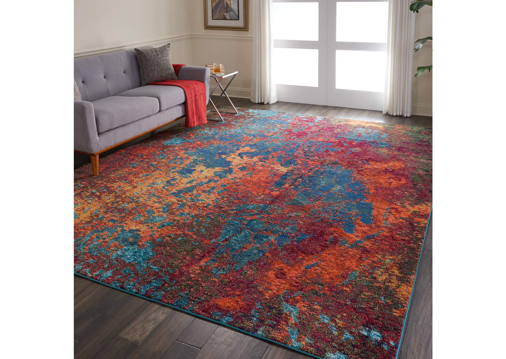 Nourison Celestial CES08 Blue and Red 9'x12' Oversized Rug,Nourison