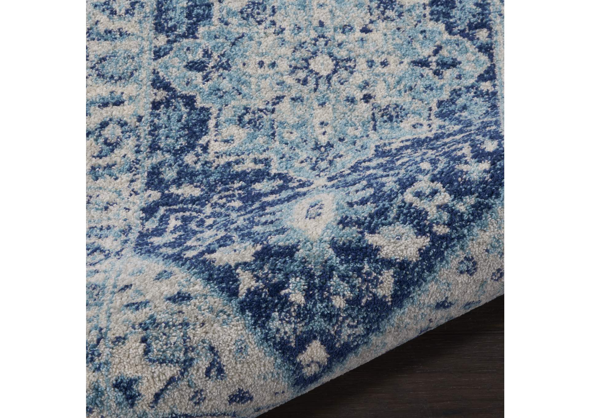 Nourison Tranquil TRA06 Blue and White 7' Runner Hallway Rug,Nourison