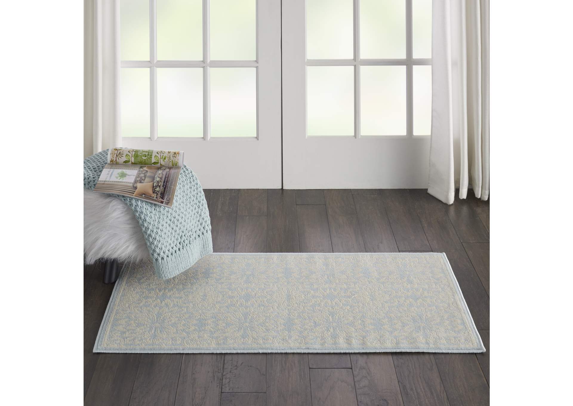 Nourison Jubilant 2' x 4' Small Light Blue Floral Area Rug,Nourison