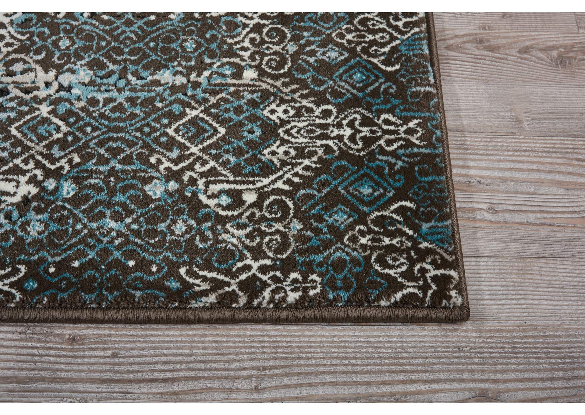 Nourison Karma KRM04 Blue 8' Runner Hallway Rug,Nourison