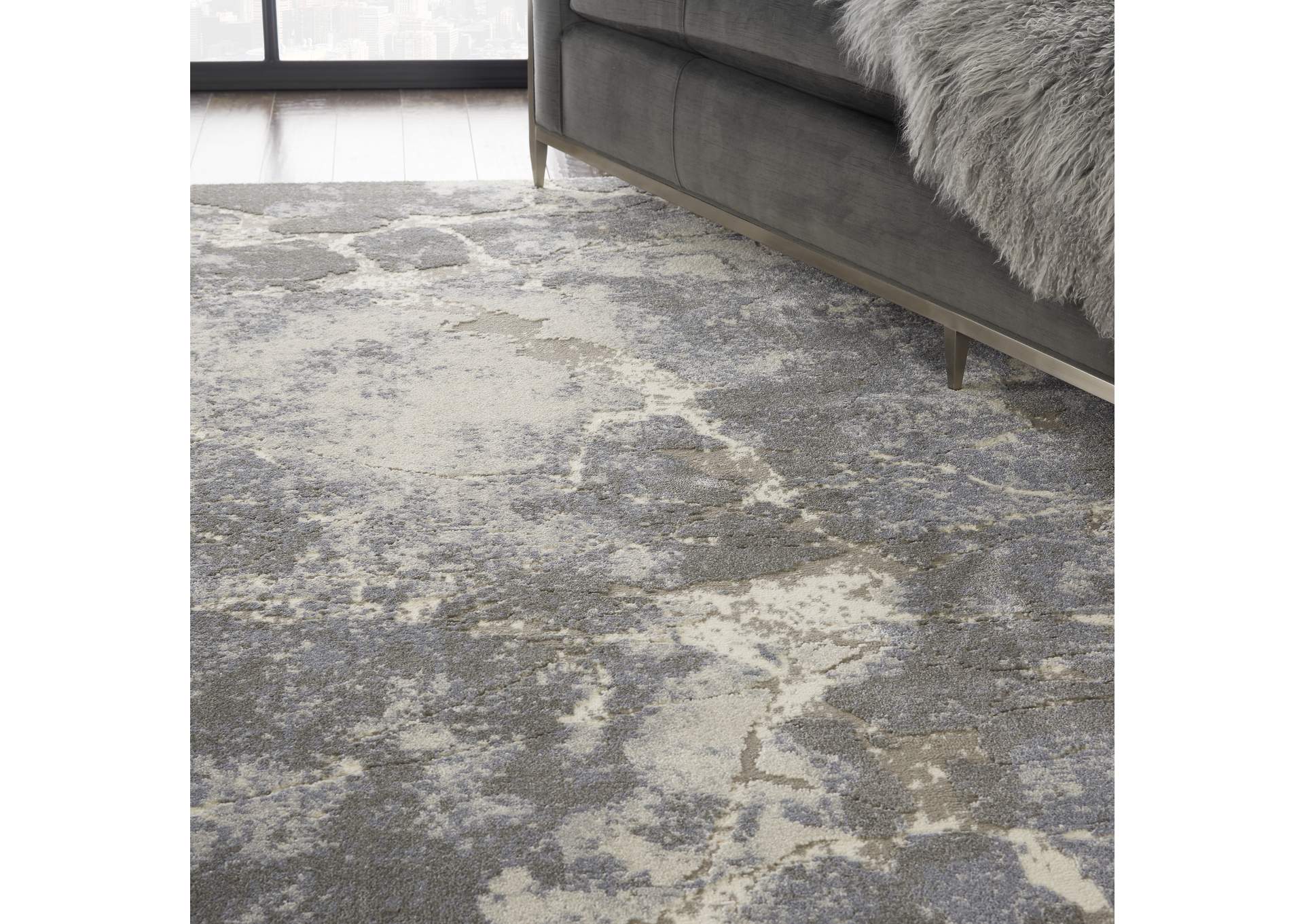 kathy ireland Home Sahara KI394 Grey and White 9'x13' Oversized Rug,Nourison