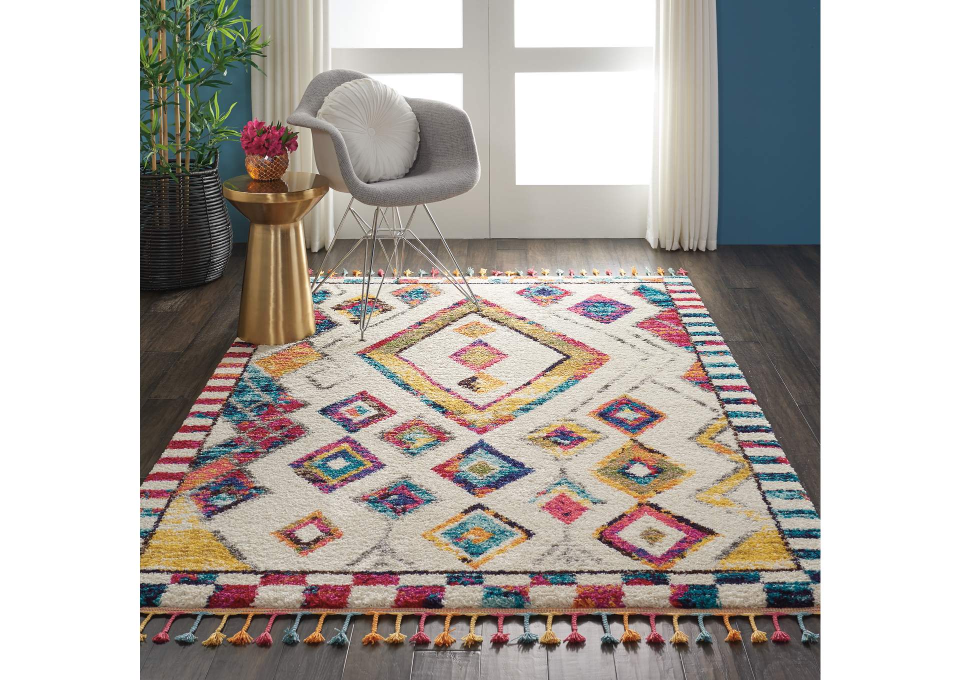 Nourison Nomad NMD02 White Multicolor 4'x6' Colorful Area Rug,Nourison