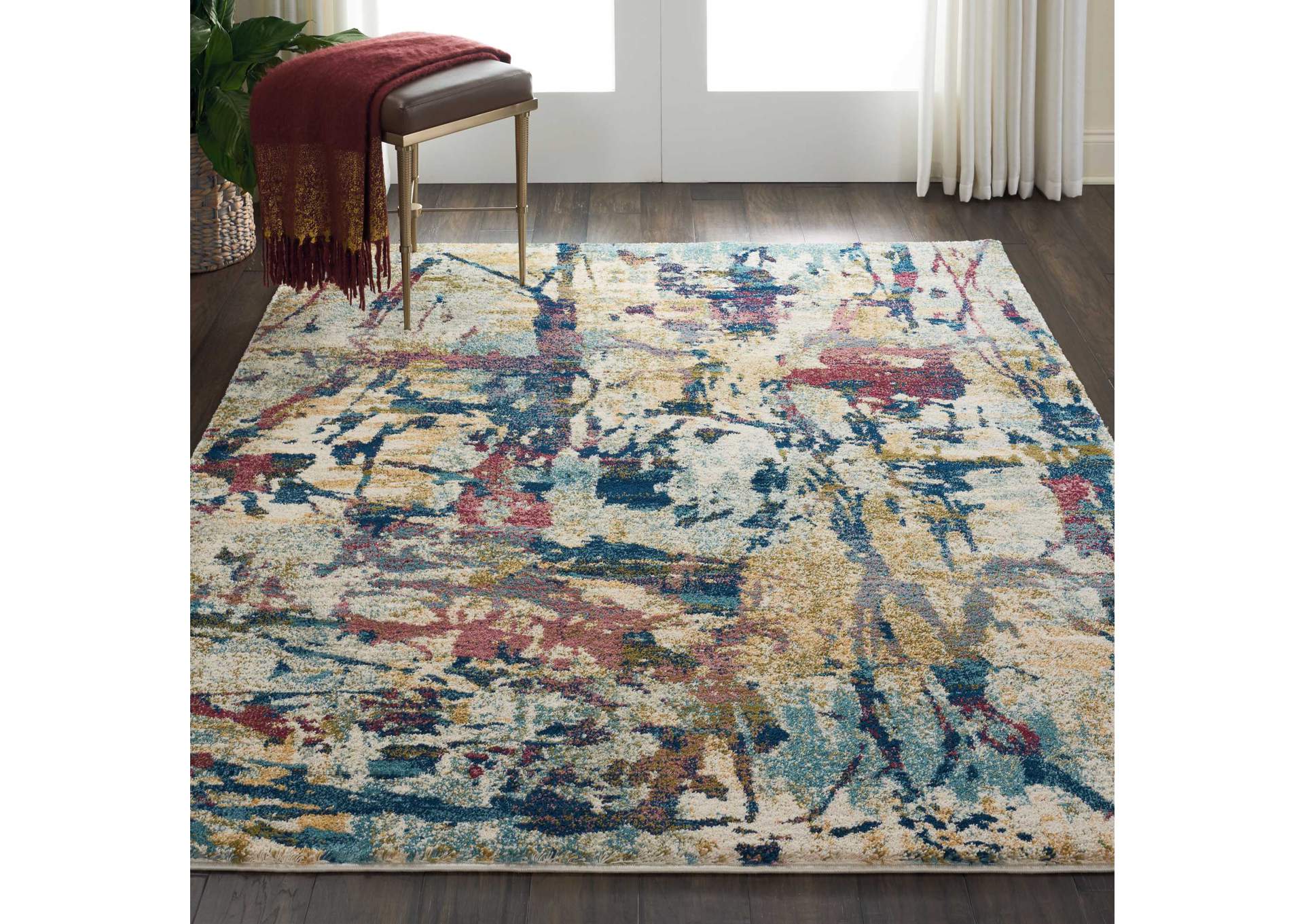 Nourison Fusion FSS10 Multicolor 5'x7' Colorful Area Rug,Nourison