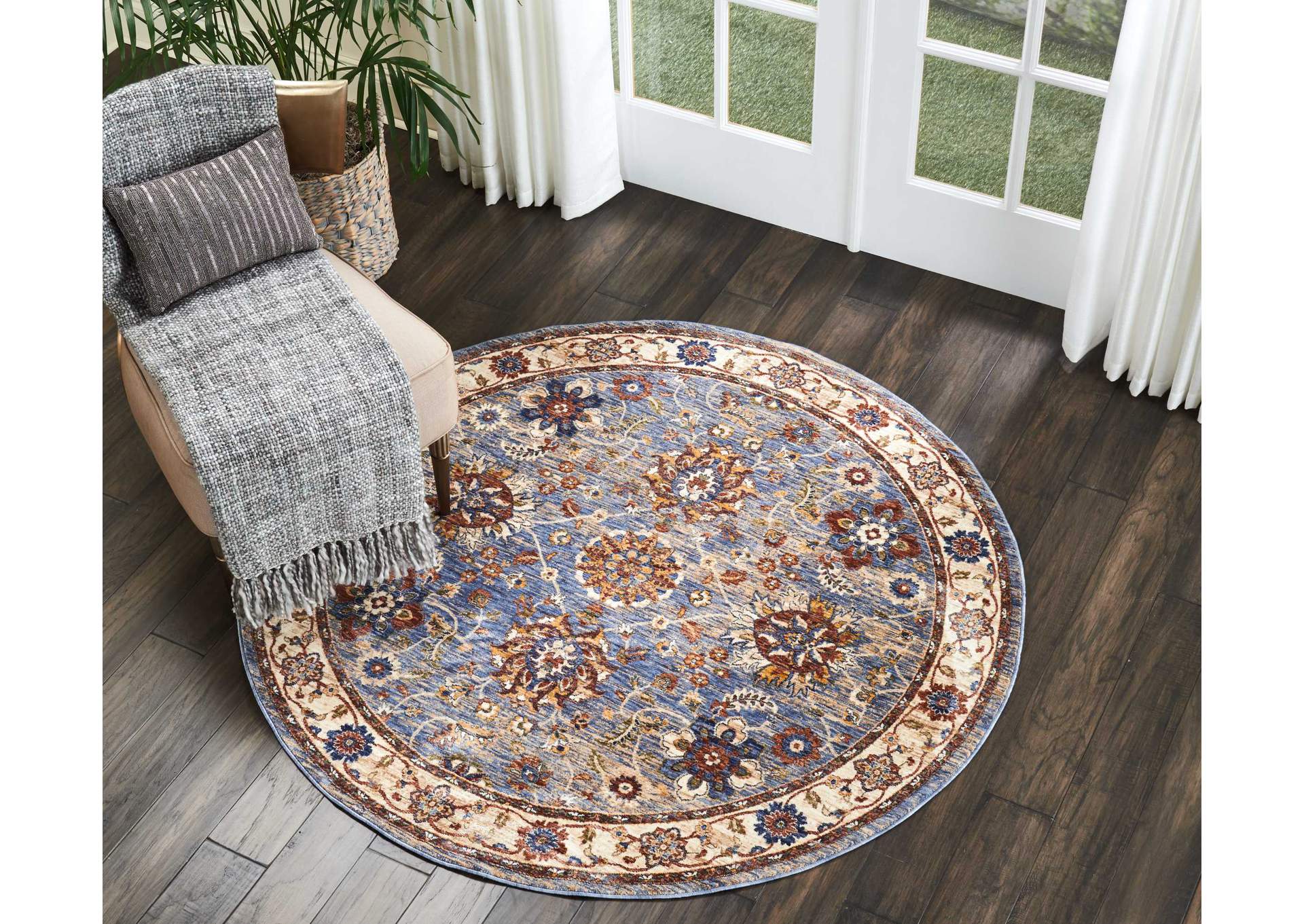 Nourison Lagos LAG04 Light Blue Multicolor 5' Round Area Rug,Nourison