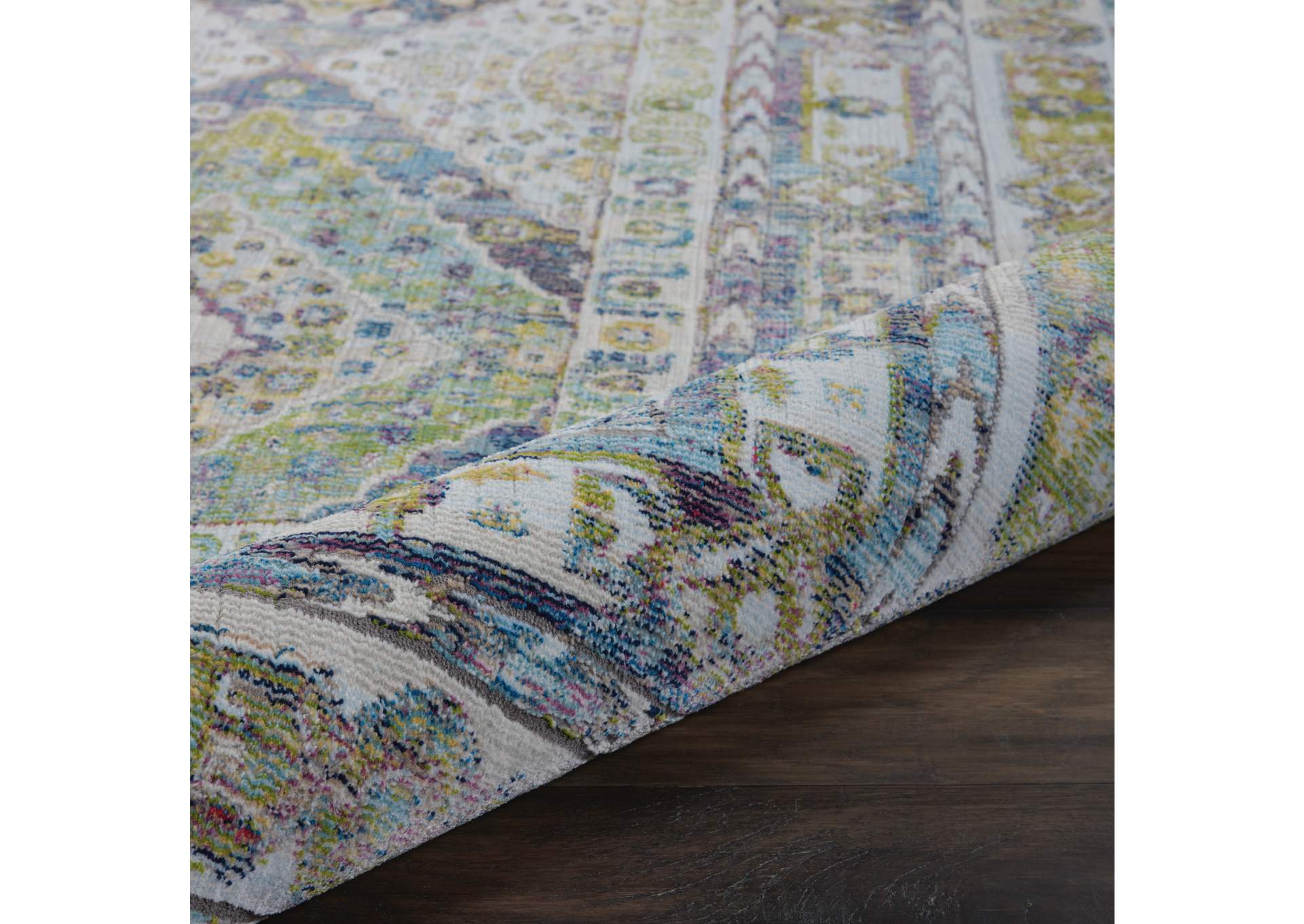 Nourison Ankara Global ANR07 Blue and Green 8'x10' Large Low-pile Rug,Nourison