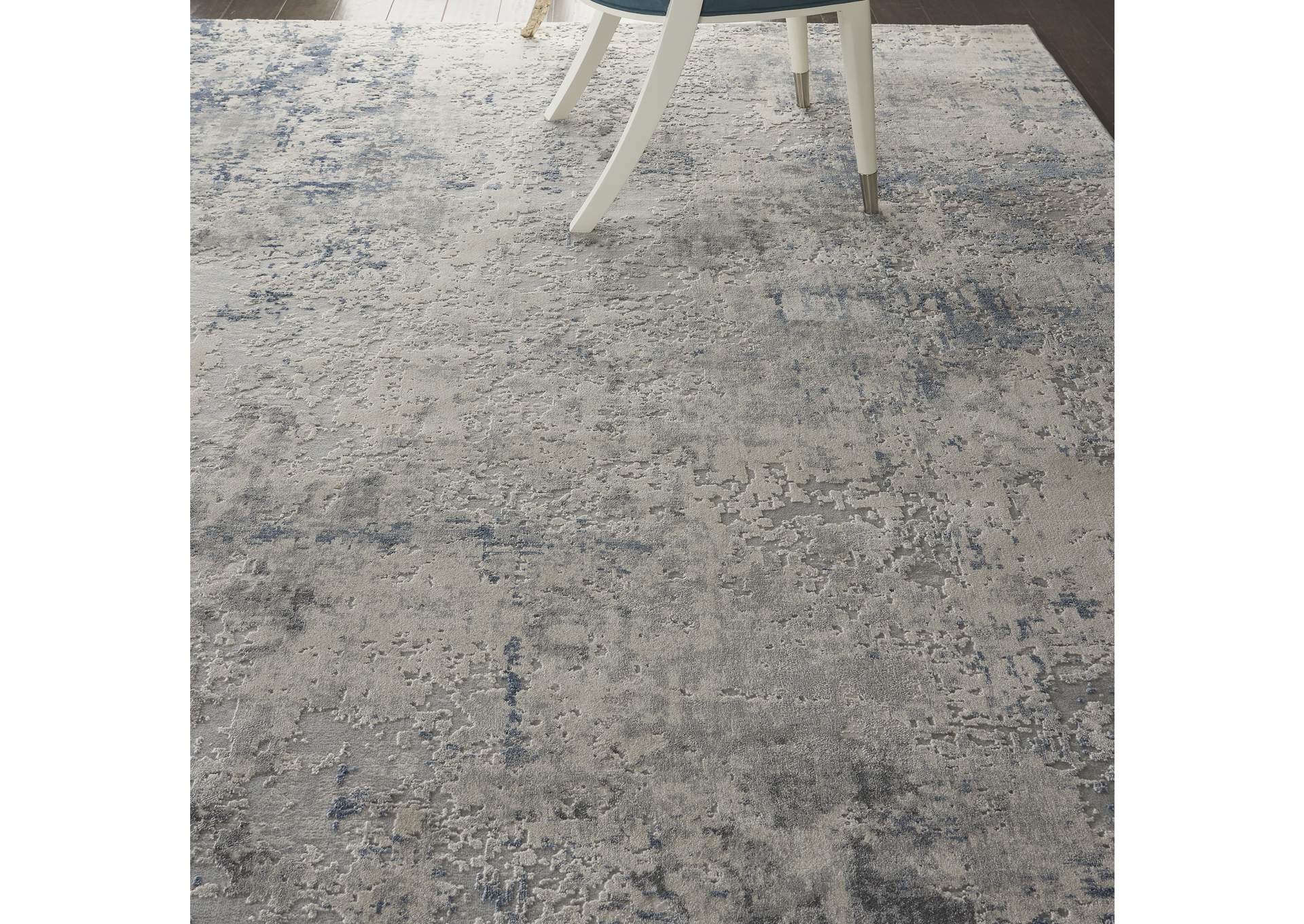 Nourison Rustic Textures RUS07 Slate Blue and Ivory 8'x11' Large Rug,Nourison