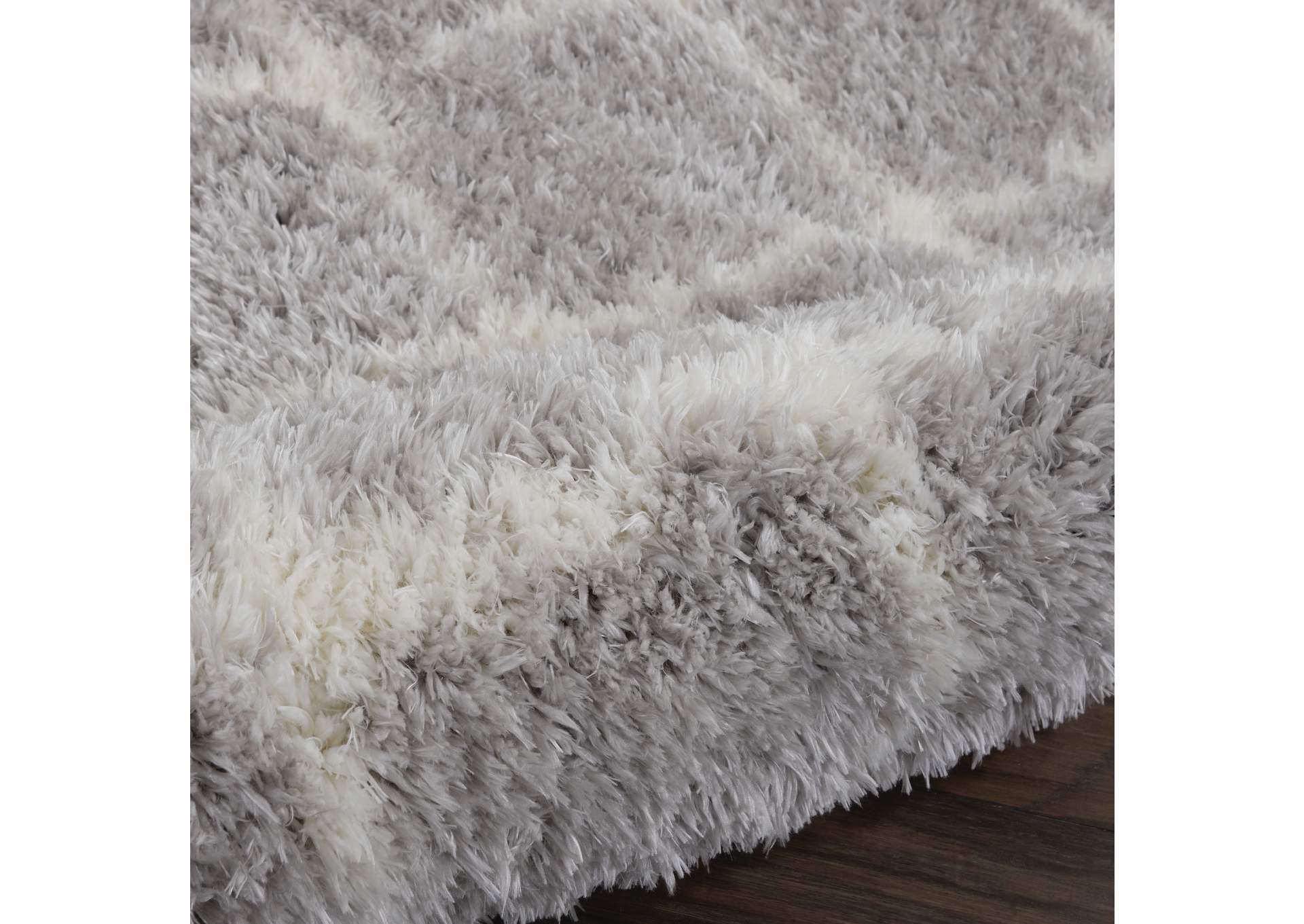 Nourison Luxe Shag LXS02 Grey 8' Runner Hallway Rug,Nourison
