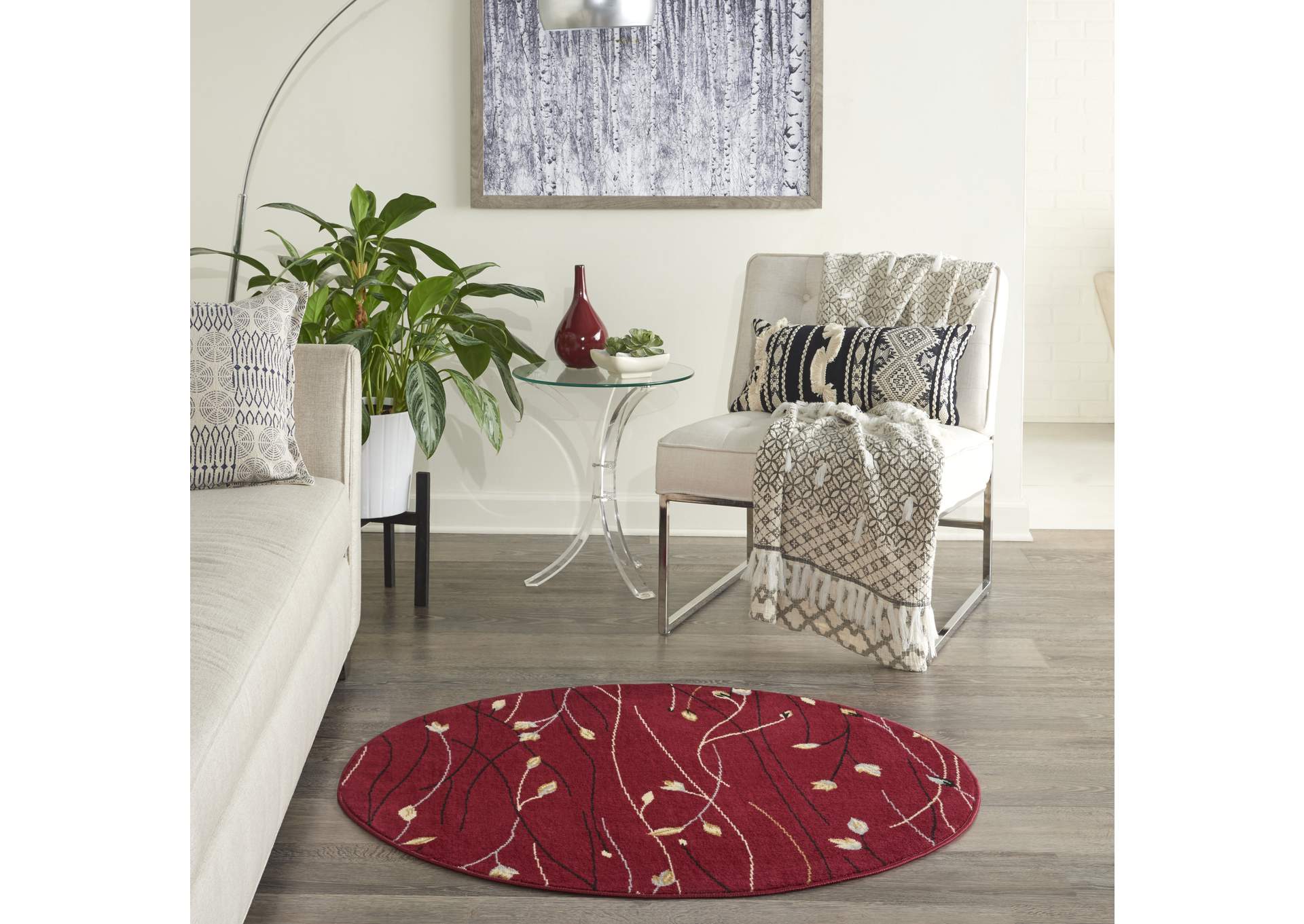 Nourison Grafix GRF15 Red 4' Round Area Rug,Nourison