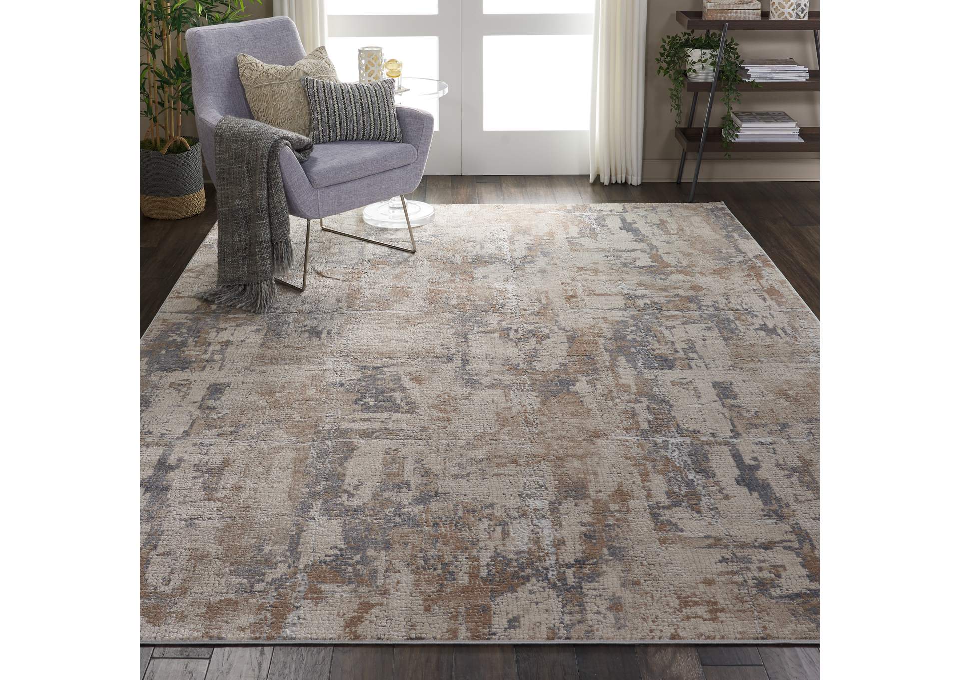 Nourison Rustic Textures RUS06 Beige and Grey 9'x13' Oversized Rug,Nourison