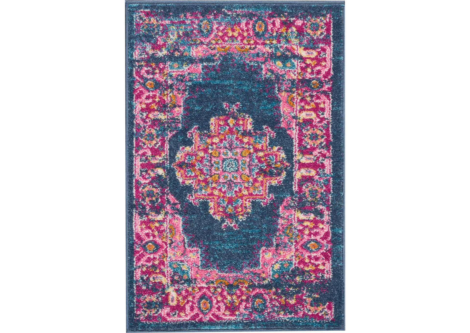 Nourison Passion 2' X 3' Blue and Pink Small Boho Area Rug,Nourison