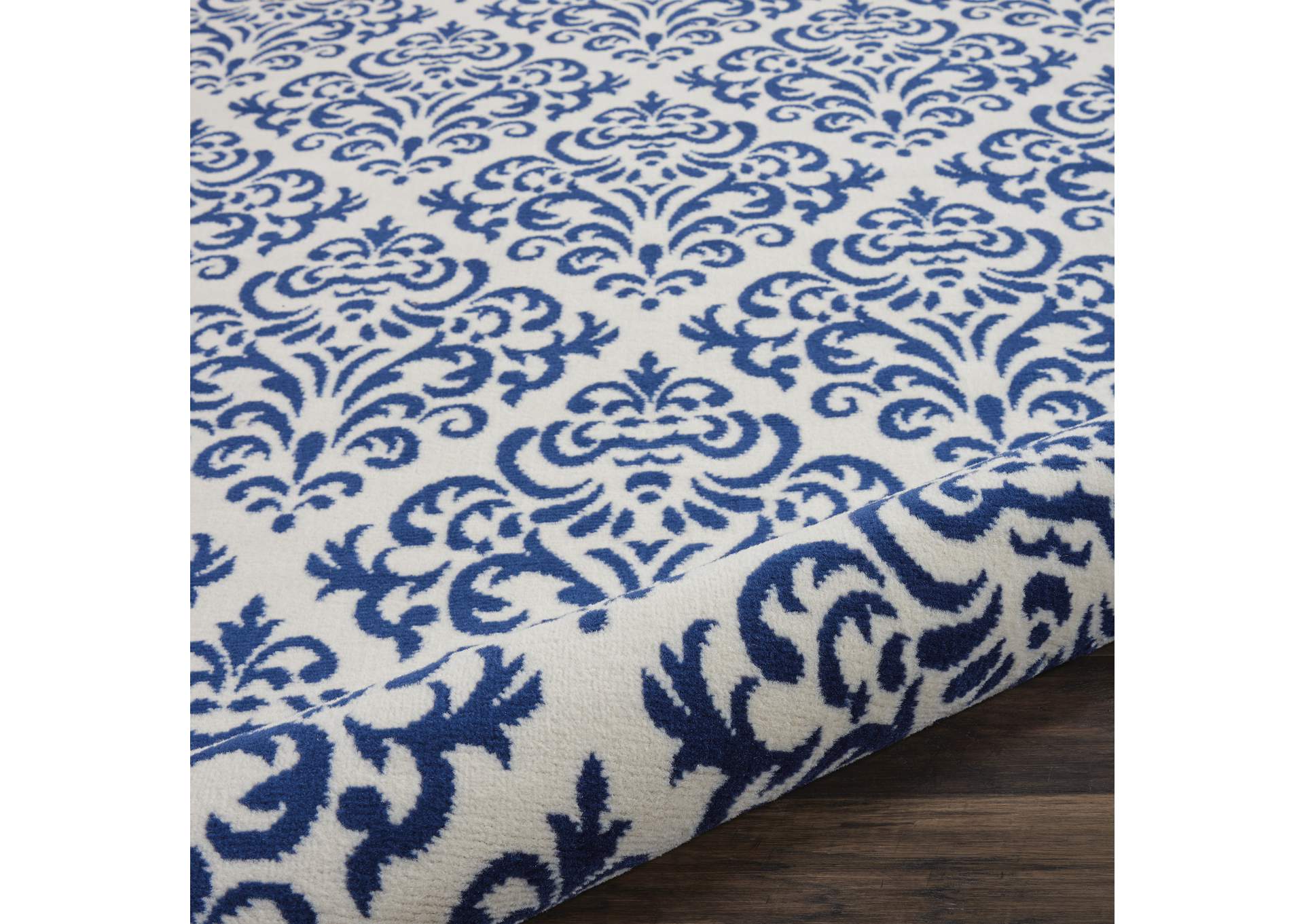 Nourison Grafix GRF06 Navy Blue and White 8' Round Large Rug,Nourison