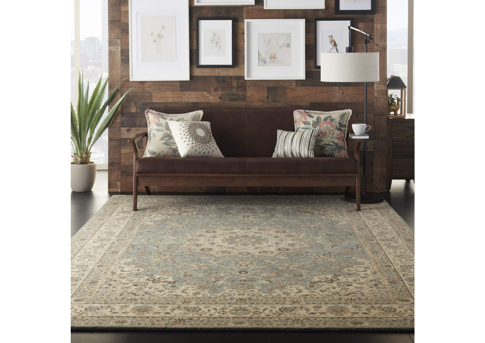 Nourison Living Treasures 8' x 10' Aqua and Ivory Area Rug,Nourison