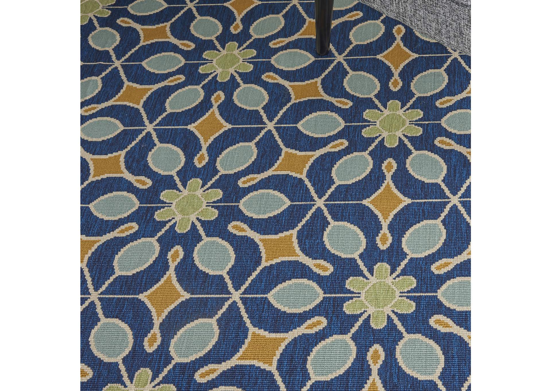 Nourison Caribbean CRB07 Dark Blue 8' Square Large Rug,Nourison