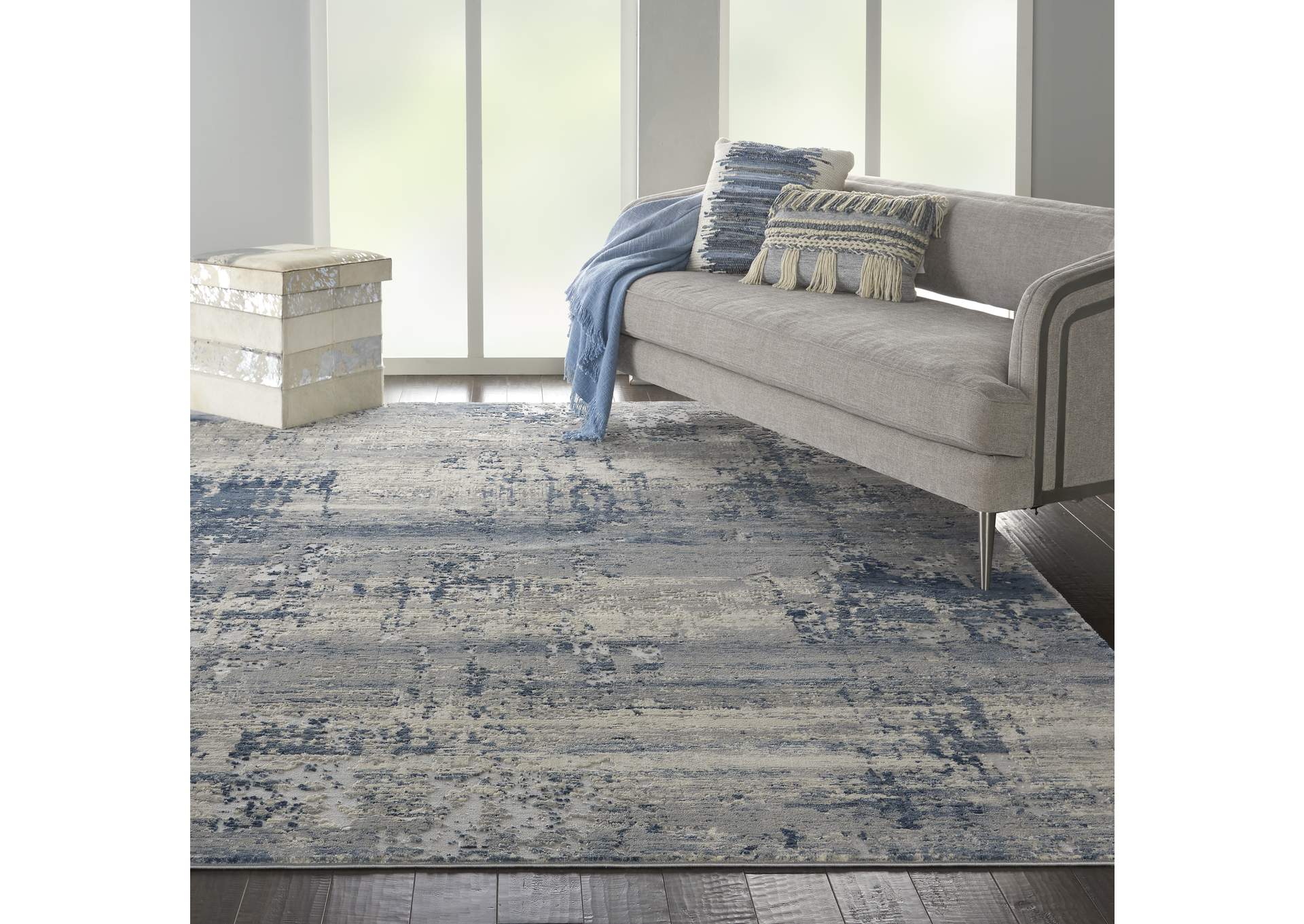 Nourison Rustic Textures RUS10 Blue and Grey 9'x13' Oversized Rug,Nourison