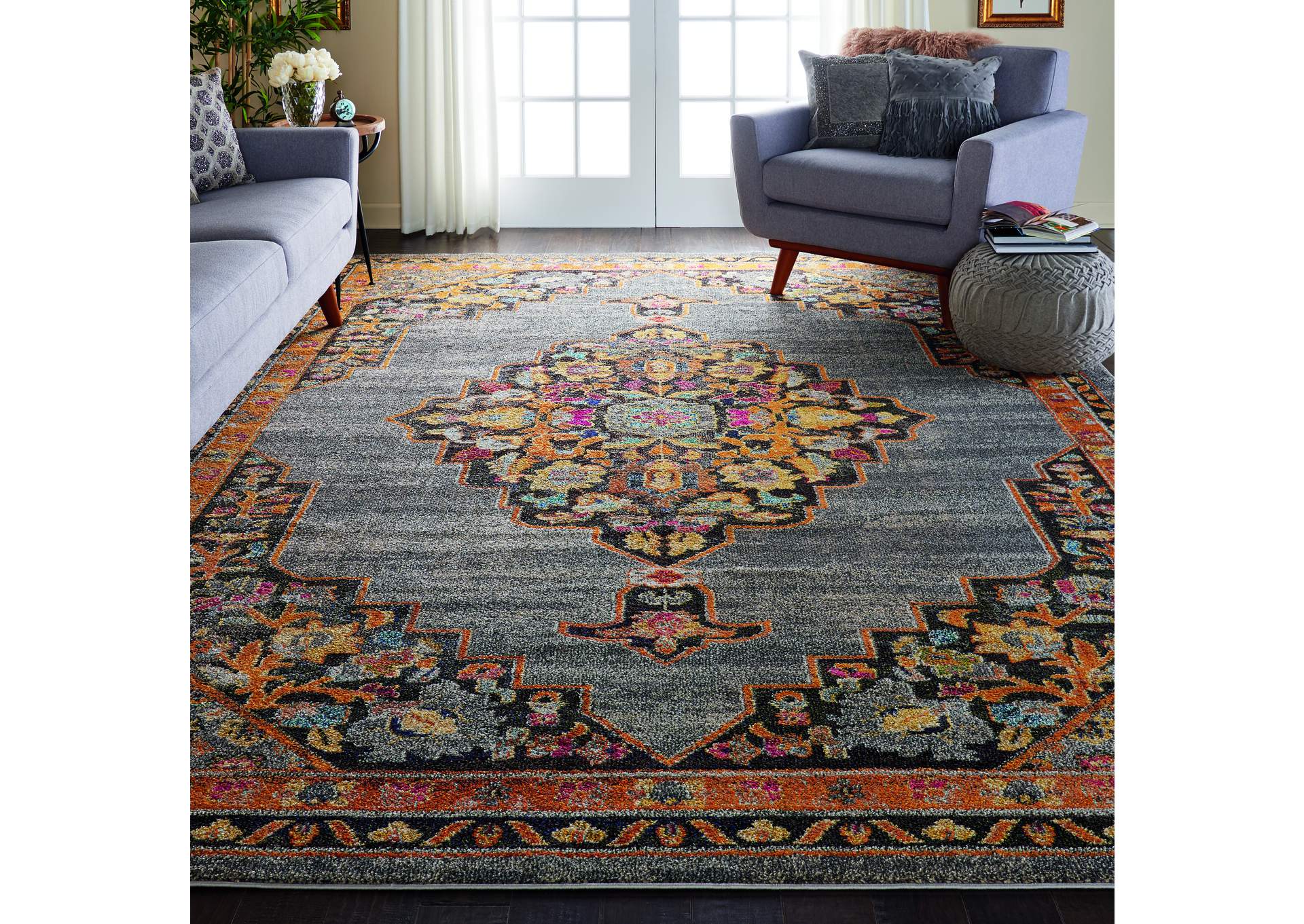 Nourison Passionate PST01 Grey Multicolor 9'x12' Oversized Rug,Nourison