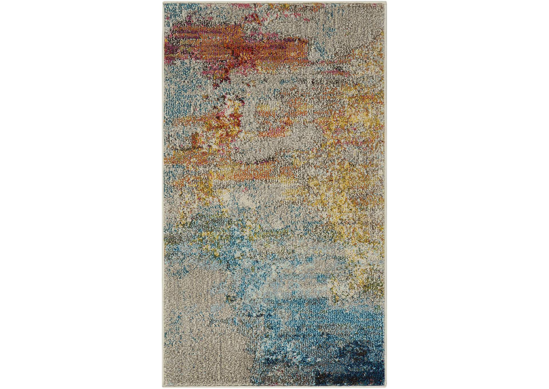 Nourison Celestial CES02 2' x 4' Multicolor Abstract Acent Area Rug,Nourison