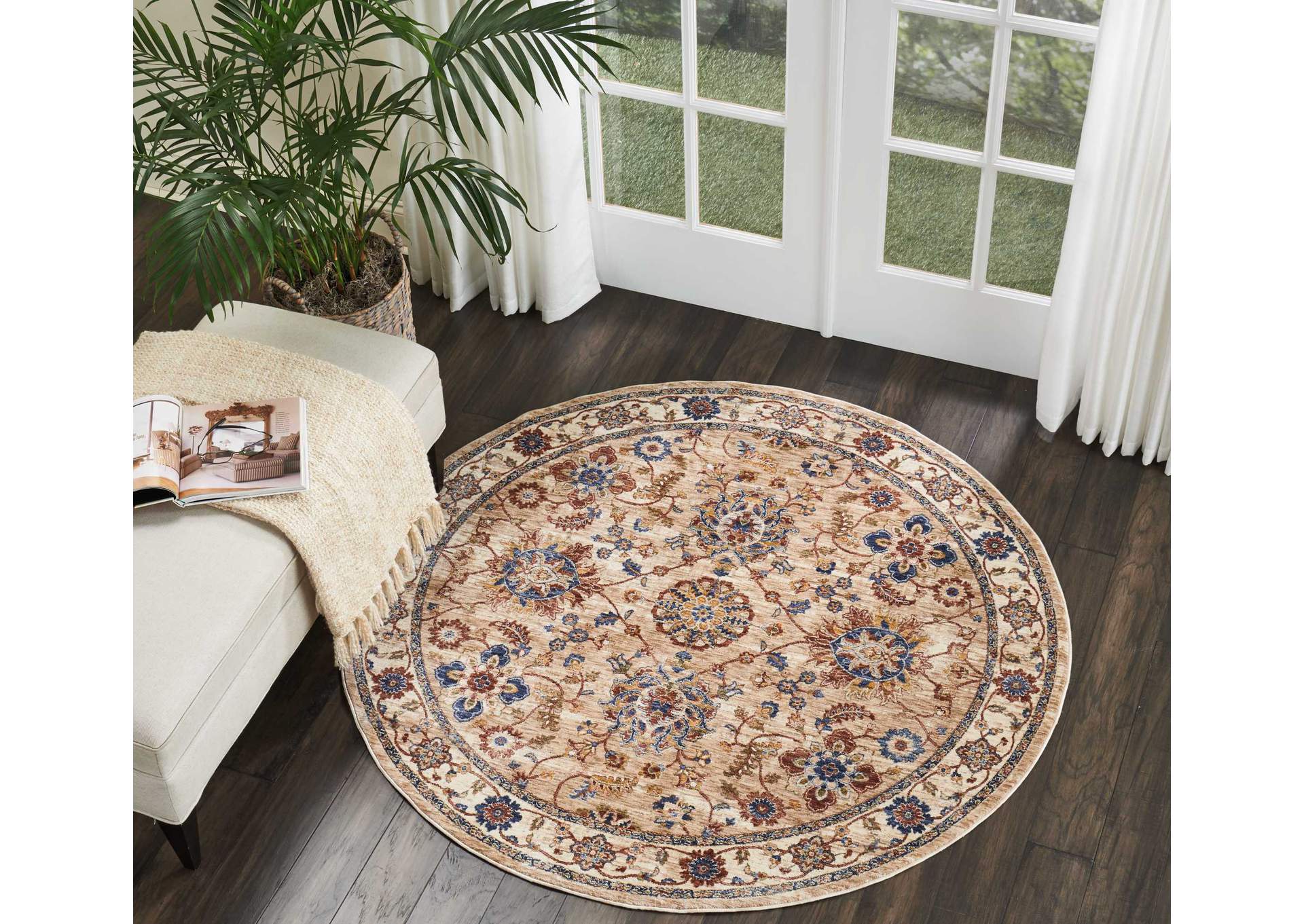 Nourison Lagos LAG04 Beige Multicolor 5' Round Area Rug,Nourison