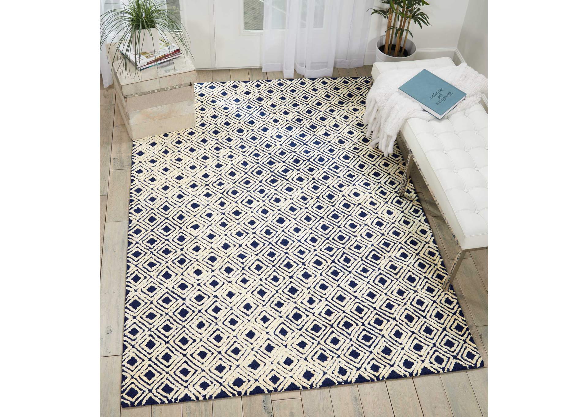 Nourison Deco Mod DEC02 Navy/Ivory 4'x6' Area Rug,Nourison