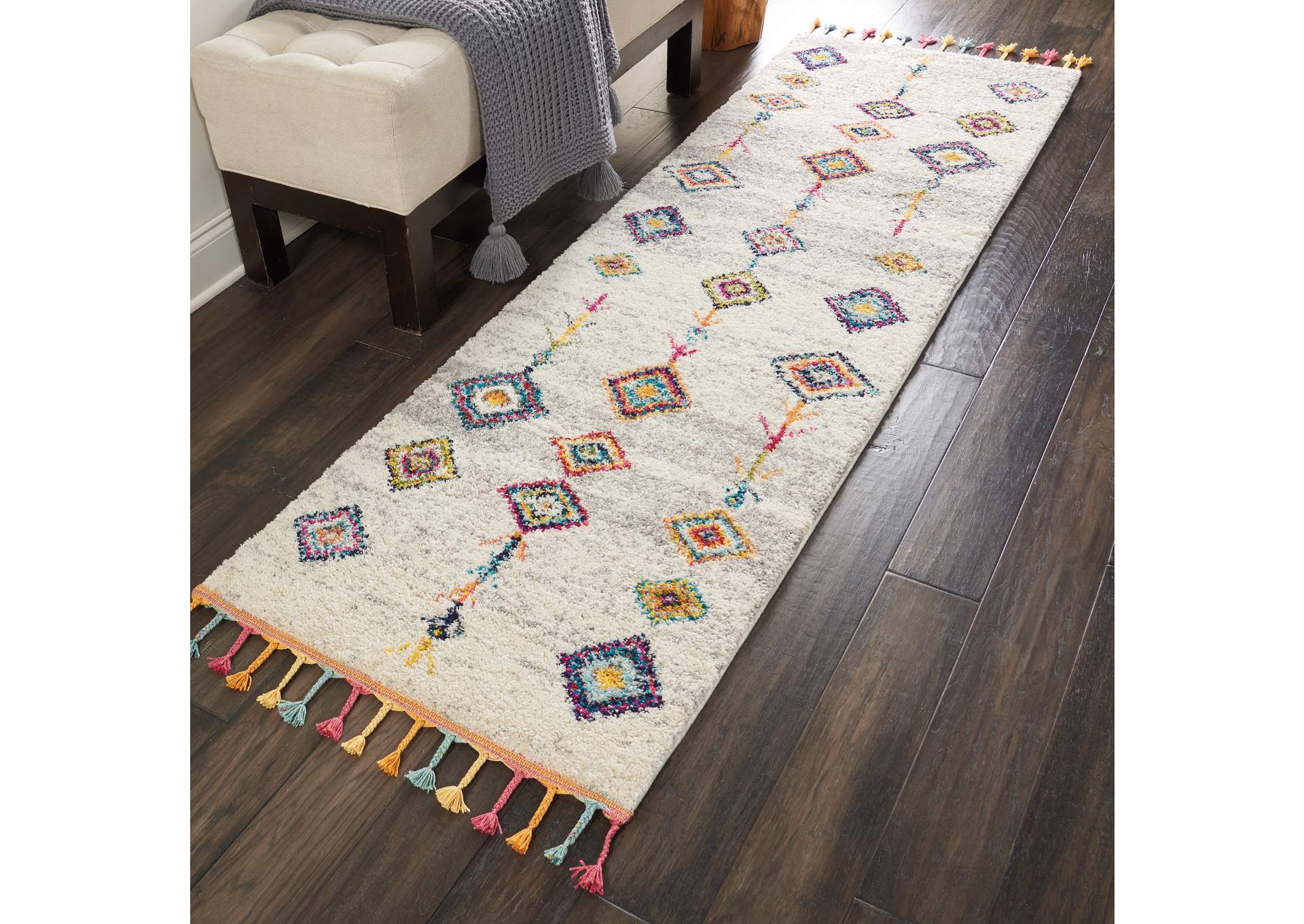Nourison Nomad NMD04 Grey Multicolor 8' Runner Hallway Rug,Nourison