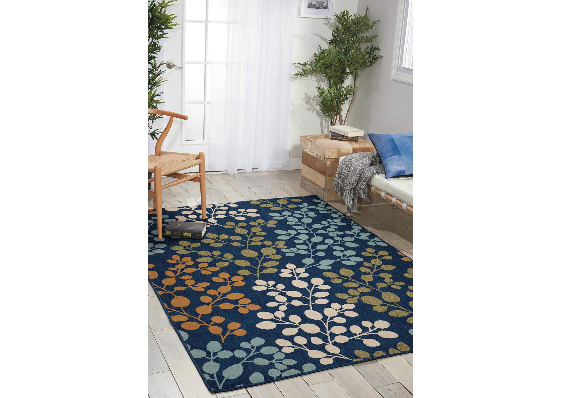 Nourison Caribbean 2'x3' Dark Blue Multicolor Botanical Indoor-outdoor Area Rug,Nourison