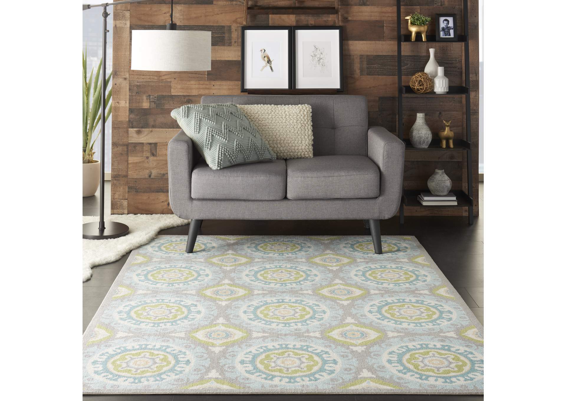 Waverly Sun N Shade SND16 Green 5'x8' Area Rug,Nourison