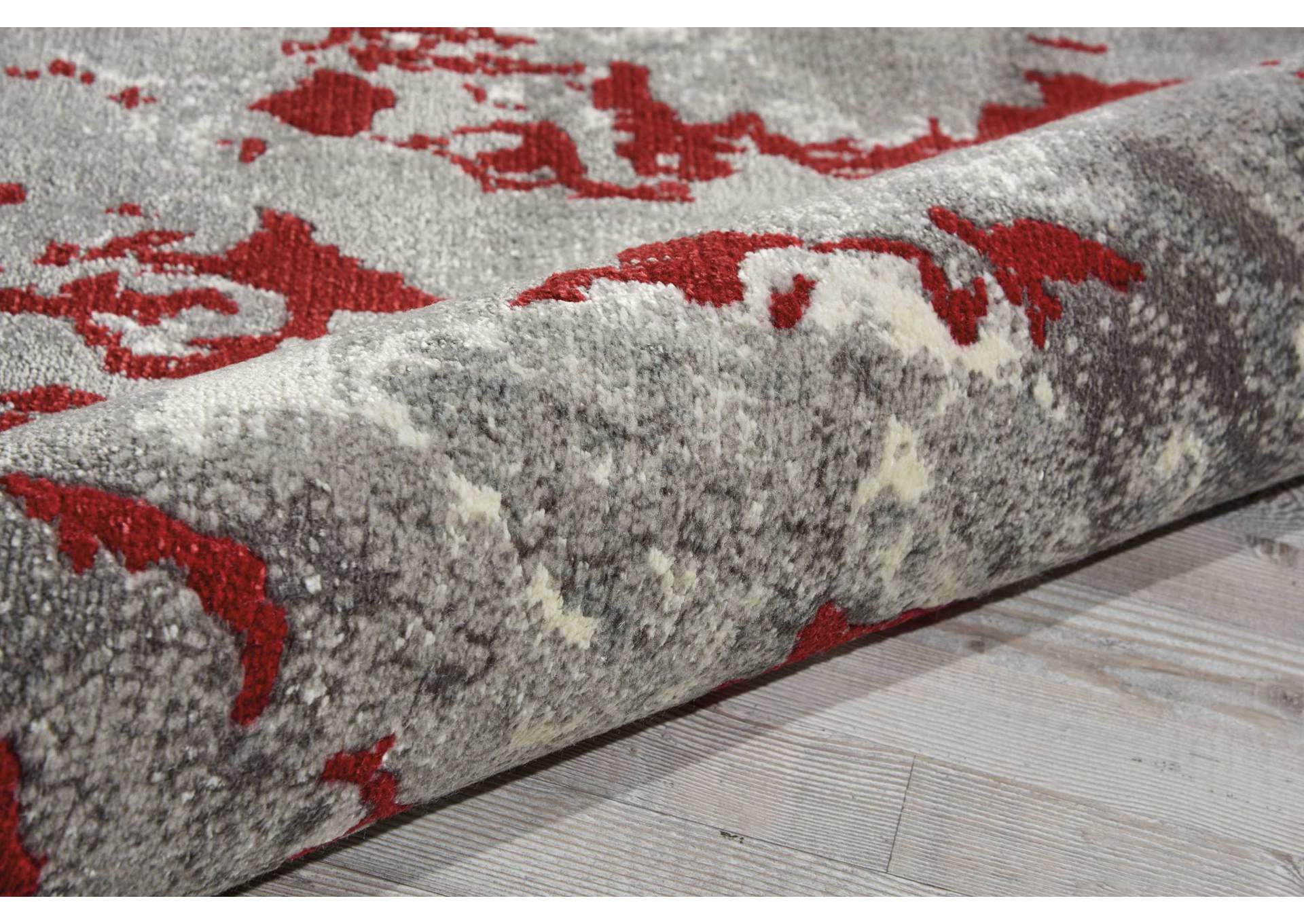 Nourison Twilight TWI21 Grey and Red 8' Round Large Rug,Nourison