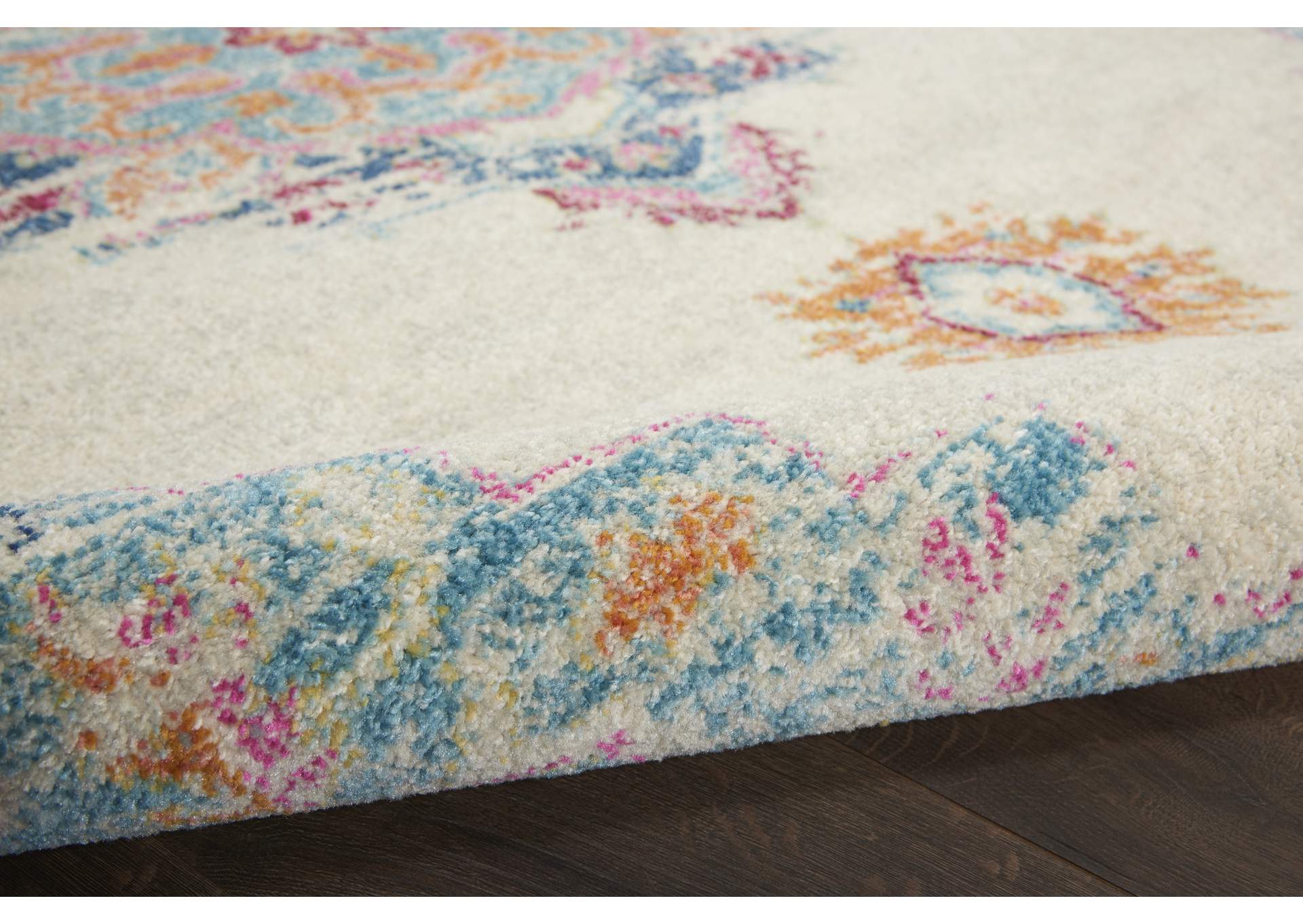 Nourison Passion 4' Round Grey, Ivory, Multicolored Bohemian Area Rug,Nourison