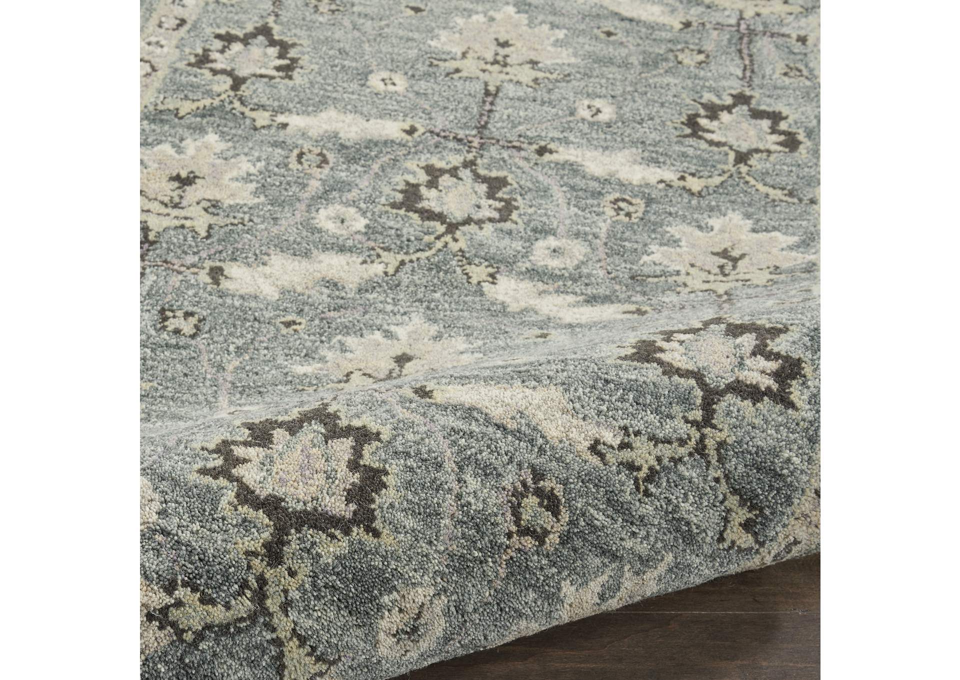 Nourison Jazmine JAZ02 Seafoam Green 10' Runner Wool Hallway Rug,Nourison