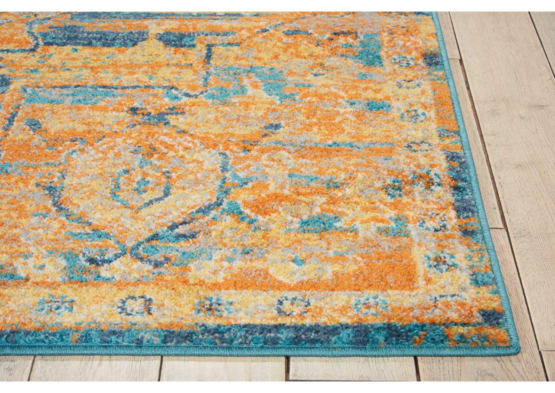 Nourison Passion PSN07 Orange and Blue 7'x10' Large Rug,Nourison