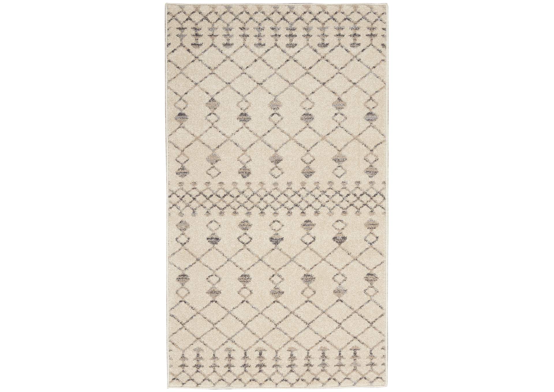 Nourison Palermo 2' x 4' Beige and Grey Distressed Bohemian Area Rug,Nourison