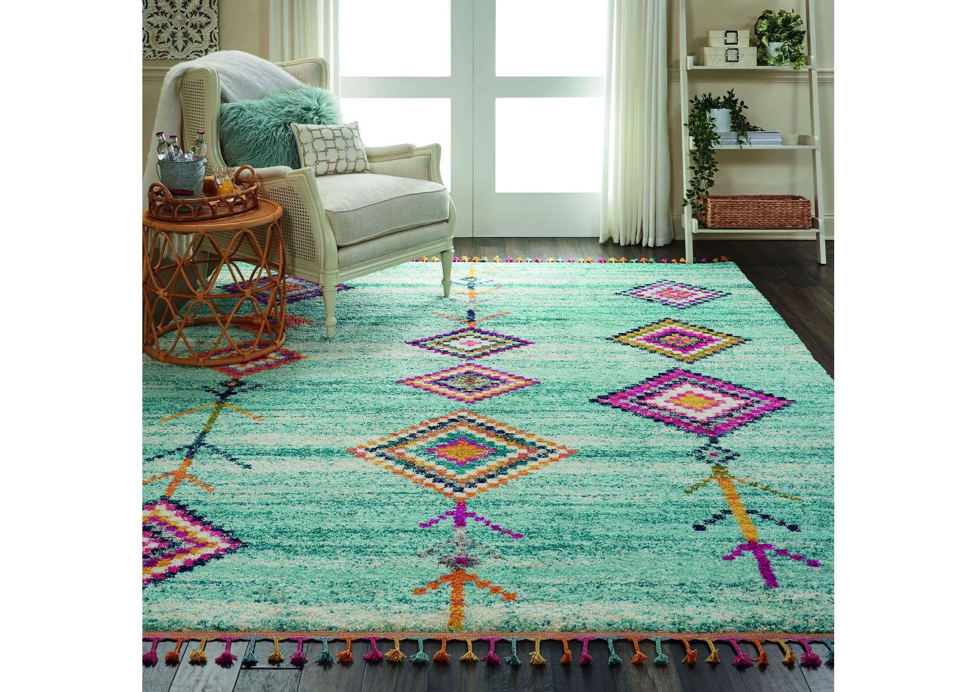 Nourison Nomad NMD04 Aqua Multicolor 7'x10' Large Rug,Nourison