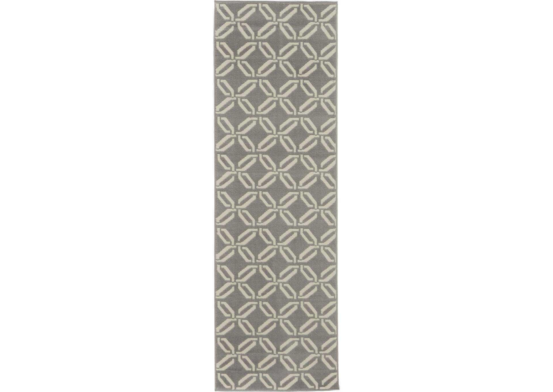 Nourison Jubilant JUB17 Grey 7' Runner Low-pile Hallway Rug,Nourison