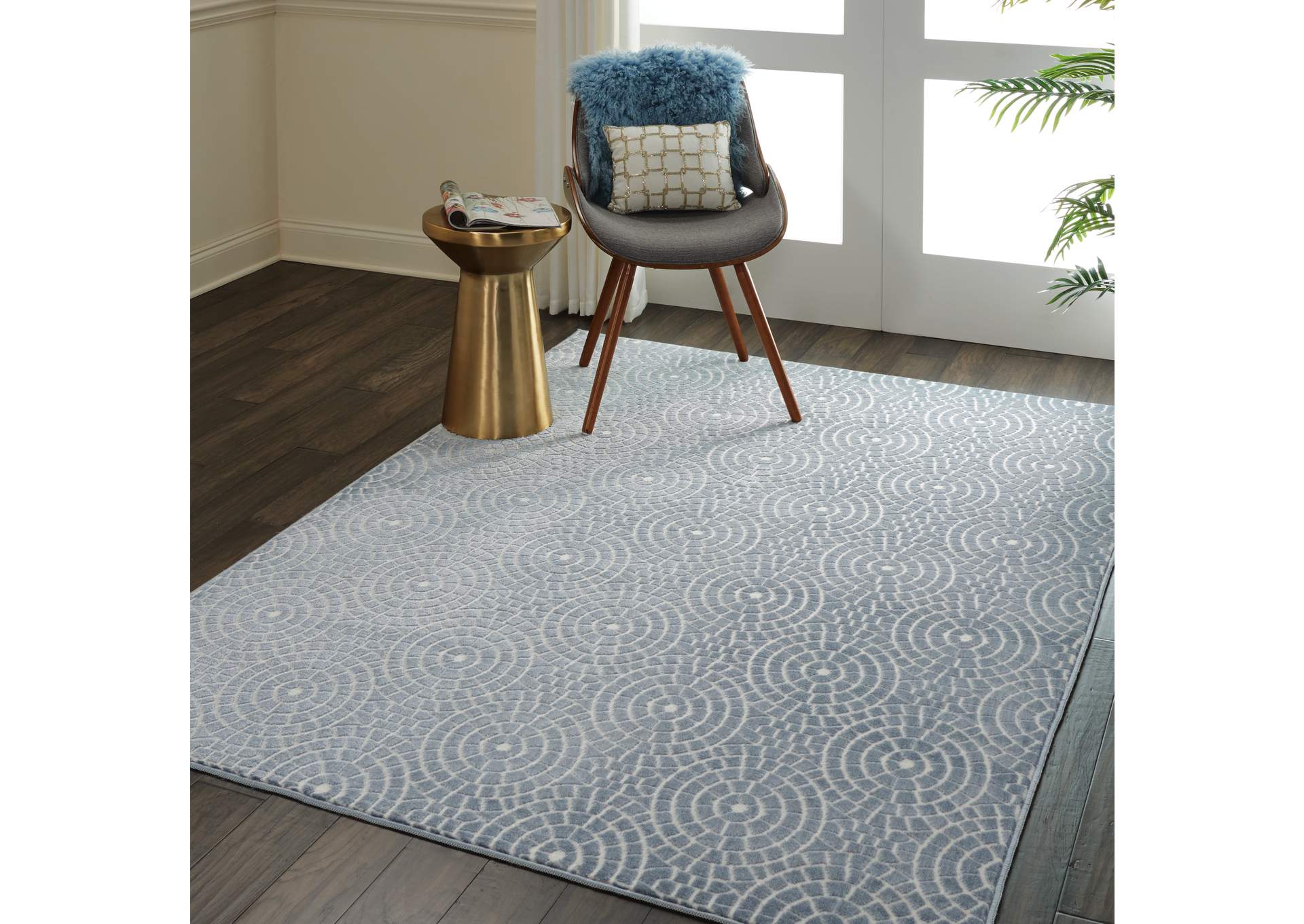 Nourison Urban Chic URC04 Blue 4'x6' Mid-century Area Rug,Nourison