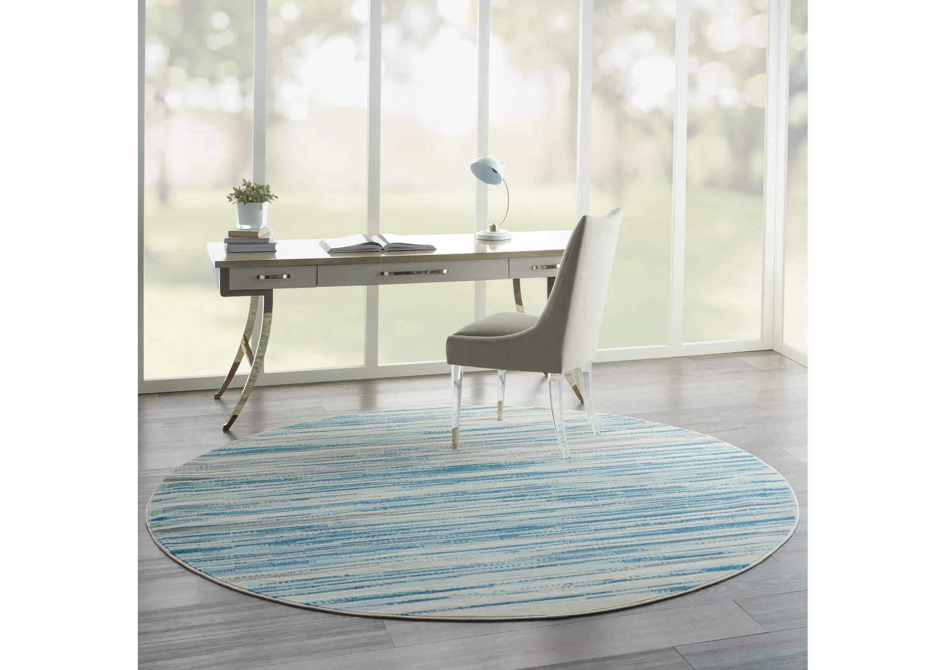 Nourison Jubilant 8' Round Blue Area Rug,Nourison