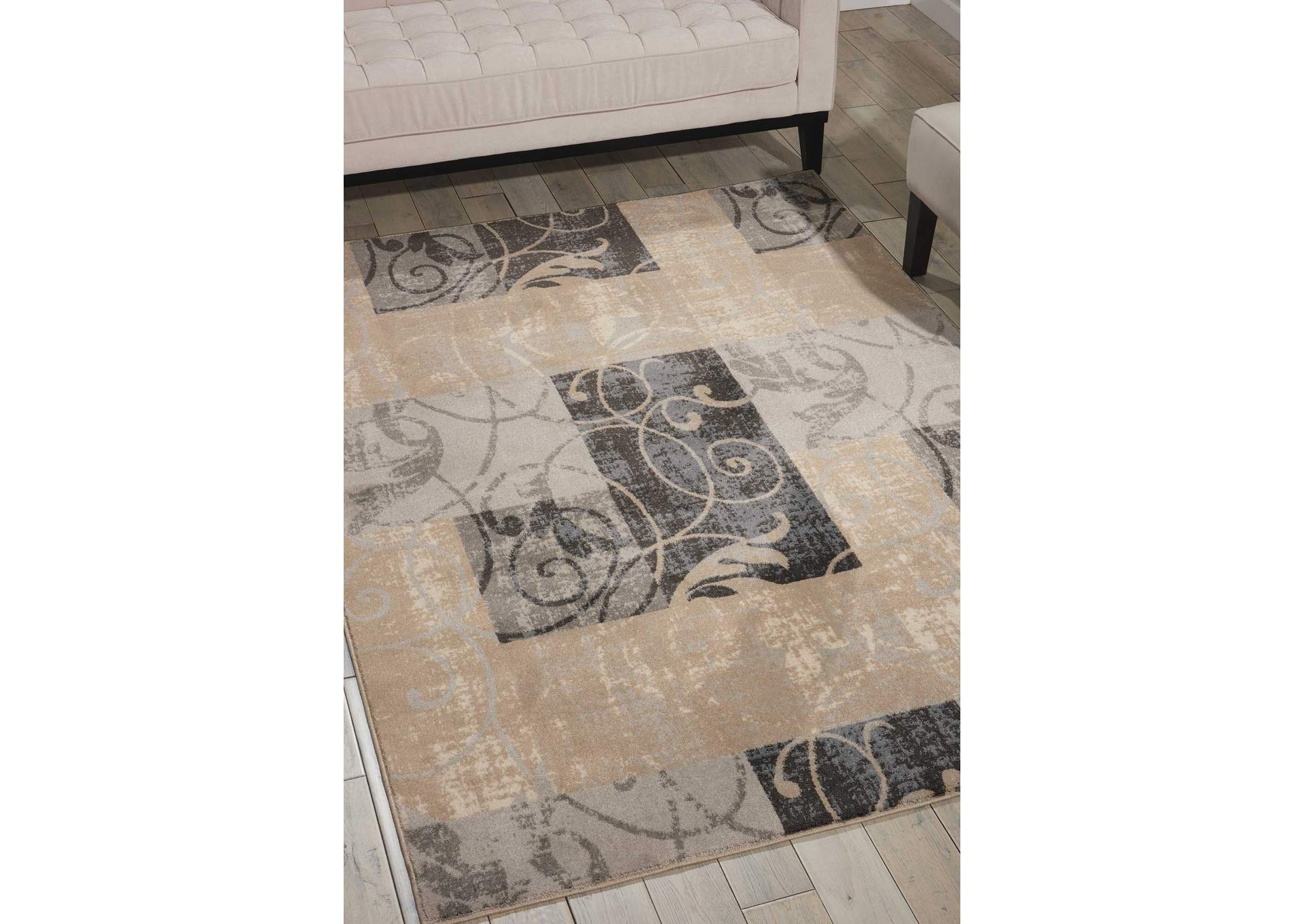 Nourison Maxell MAE03 Black and Beige 8'x11' Oversized Rug,Nourison