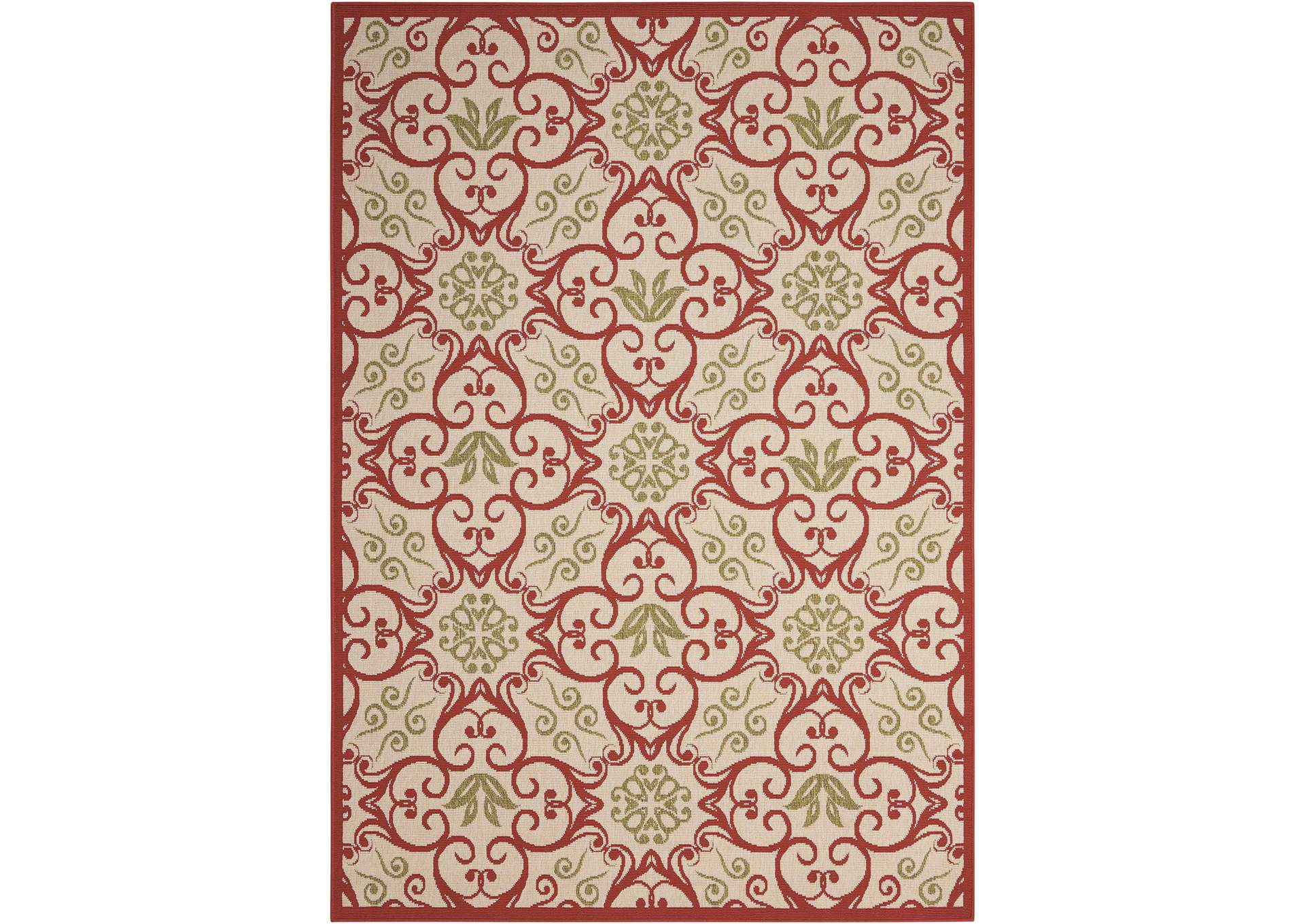 Nourison Caribbean CRB02 Ivory and Red 9'x13' Oversized Rug,Nourison
