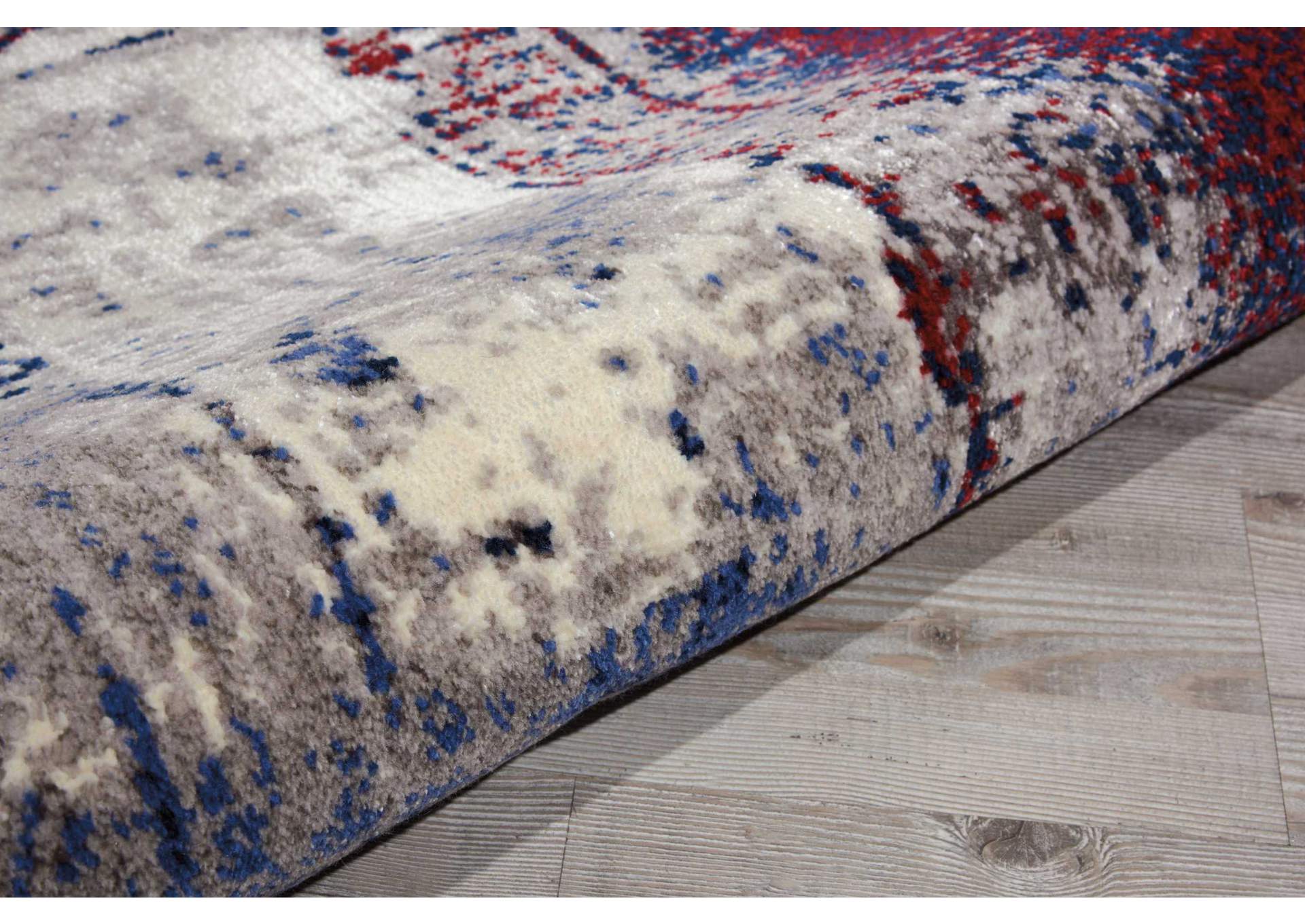 Nourison Twilight TWI19 Red and Blue 8' Round Large Rug,Nourison